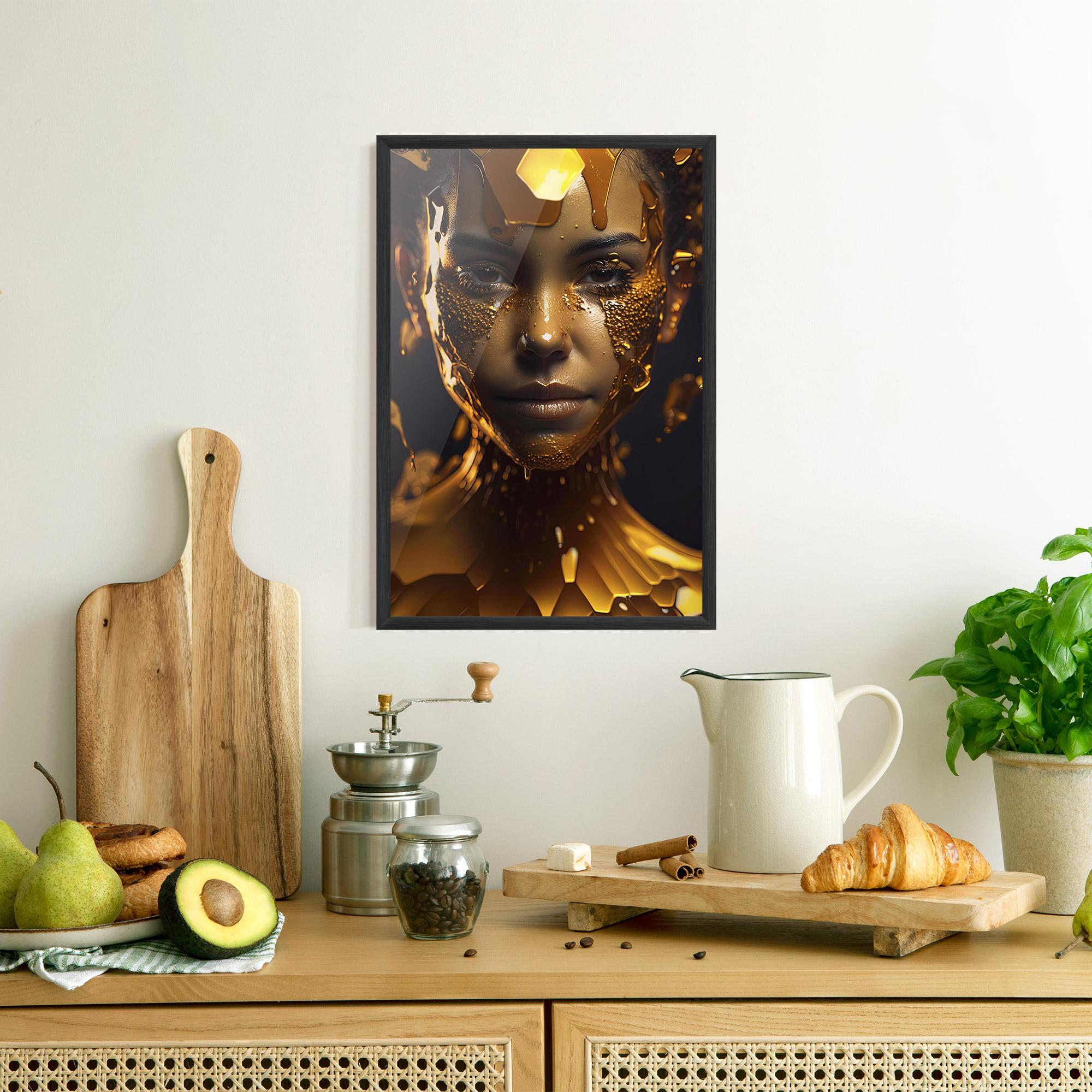 Plakat w Ramie Gold Honeycomb Girl mockup 8