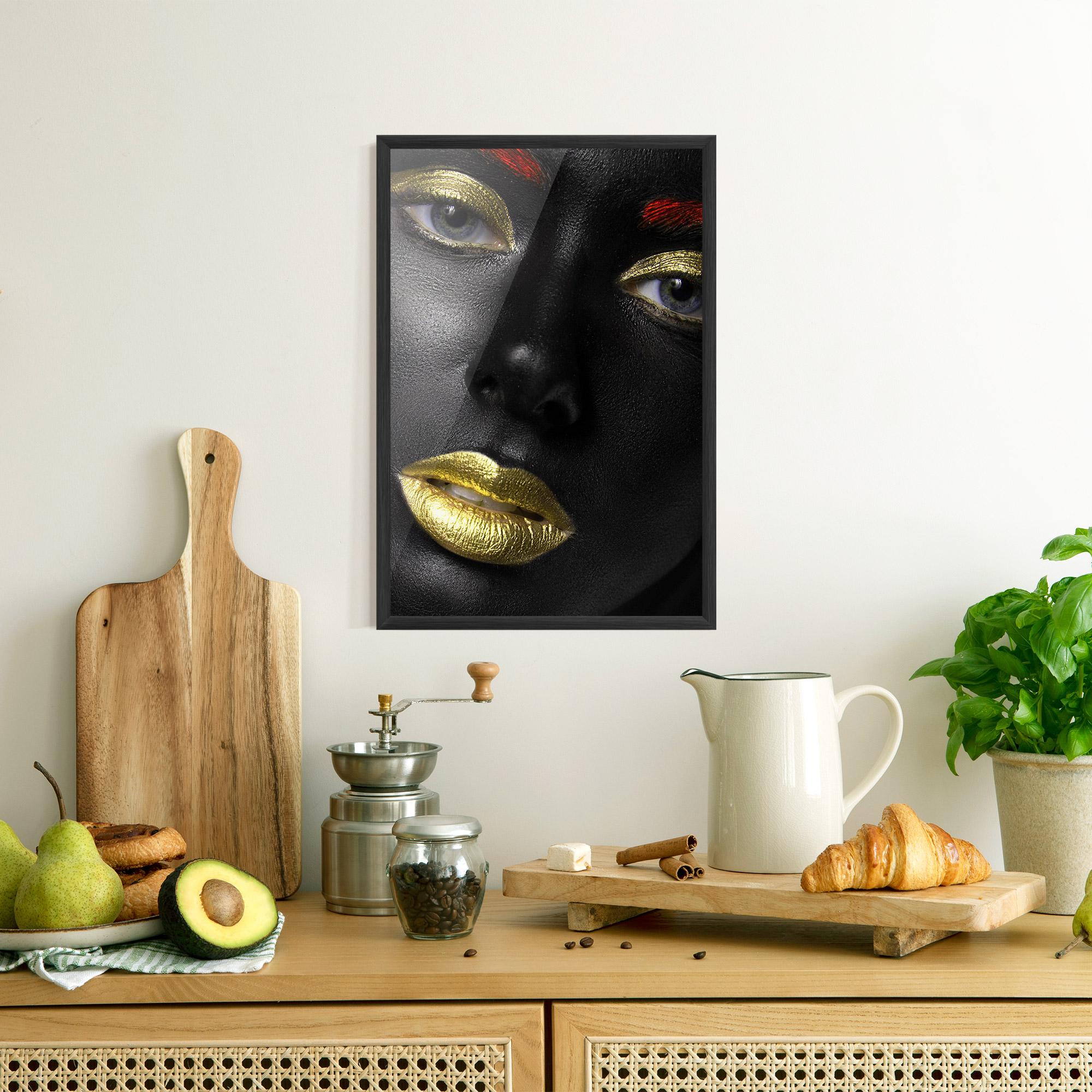 Plakat w Ramie Gold Red Lips mockup 8