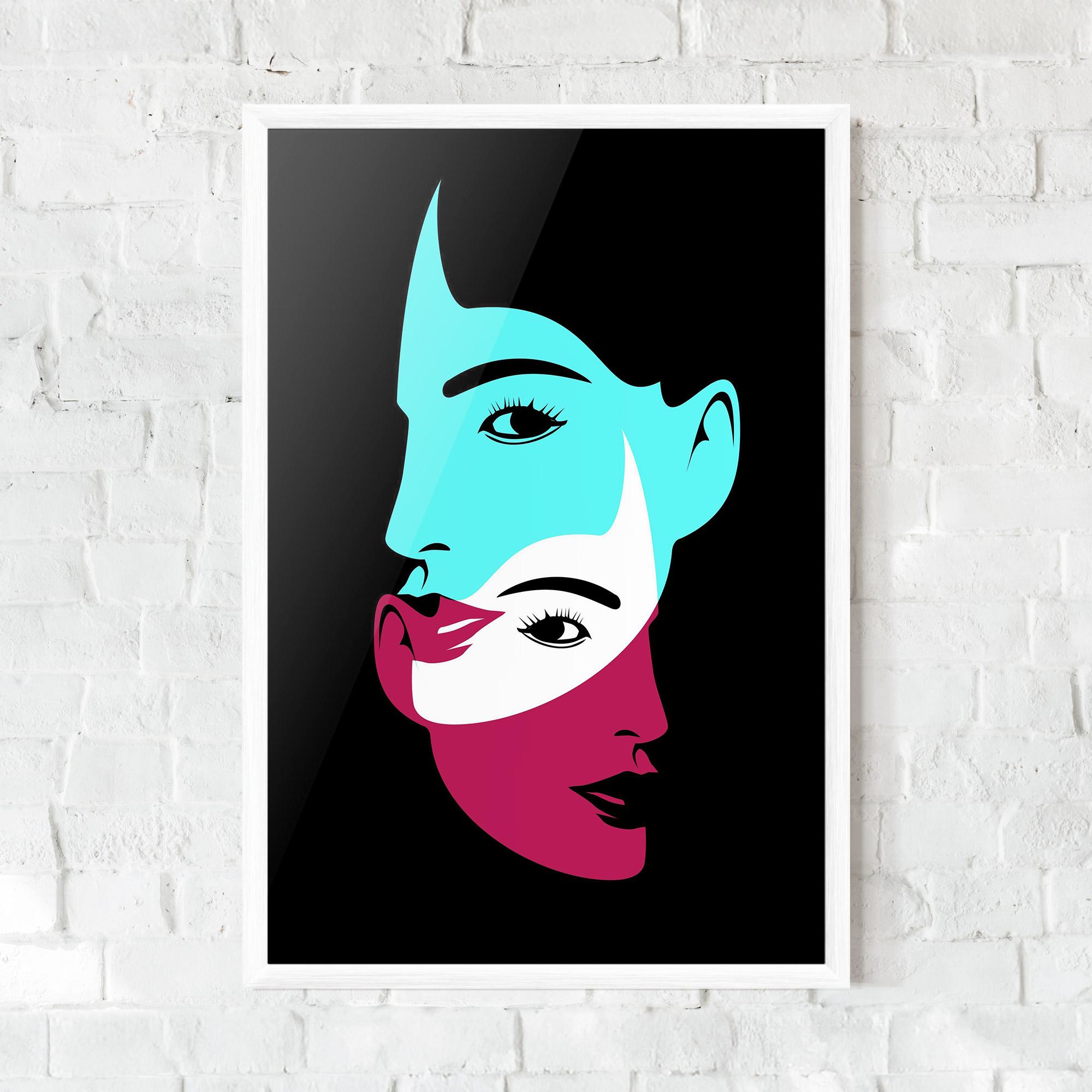 Plakat w Ramie Blue Pink Women mockup 0