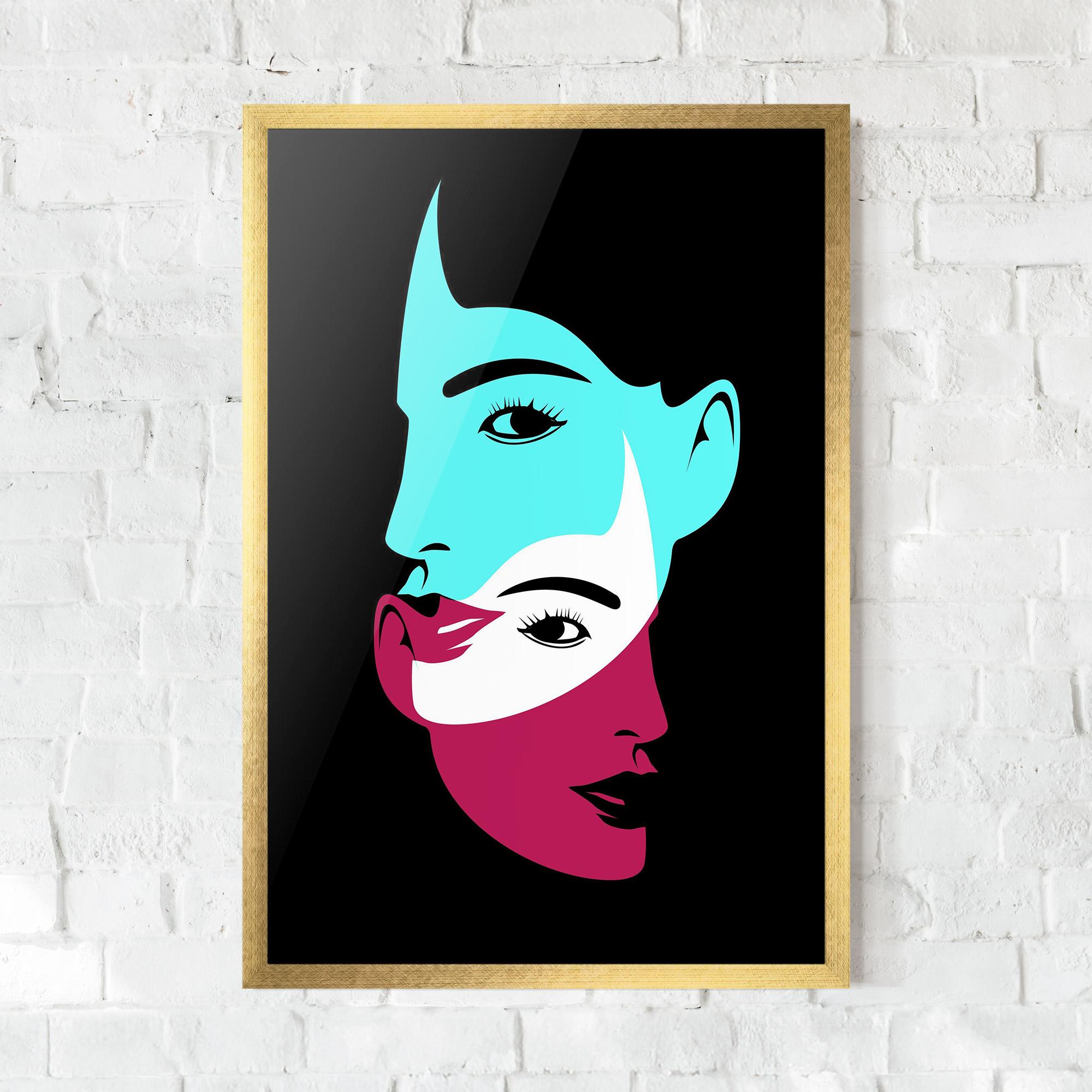 Plakat w Ramie Blue Pink Women mockup 0