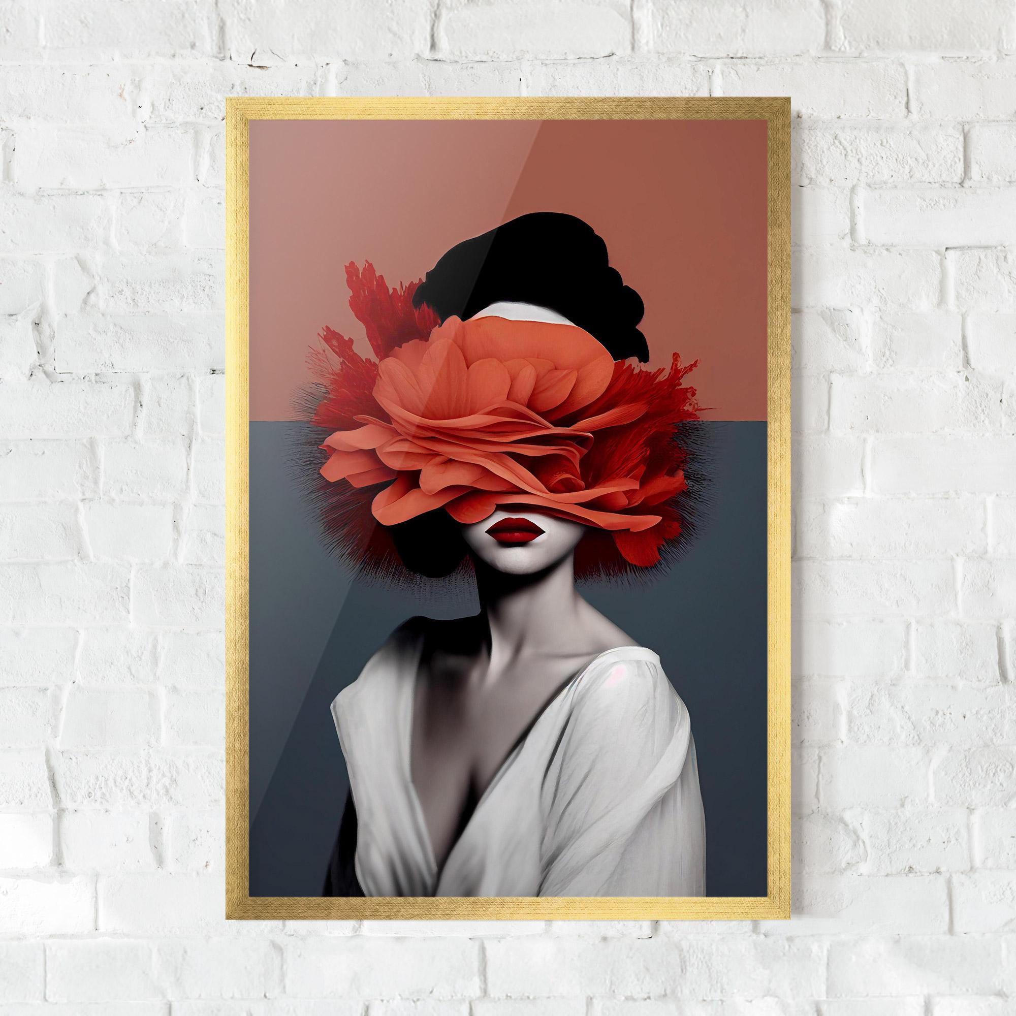Plakat w Ramie Red Flower Woman mockup 0