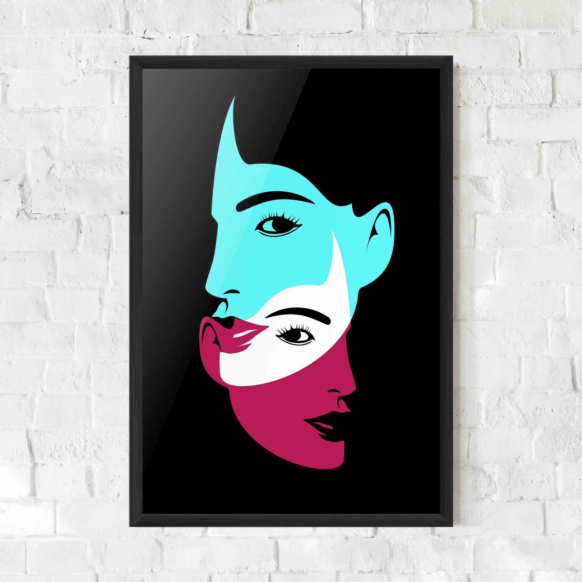 Plakat w Ramie Blue Pink Women mockup 0