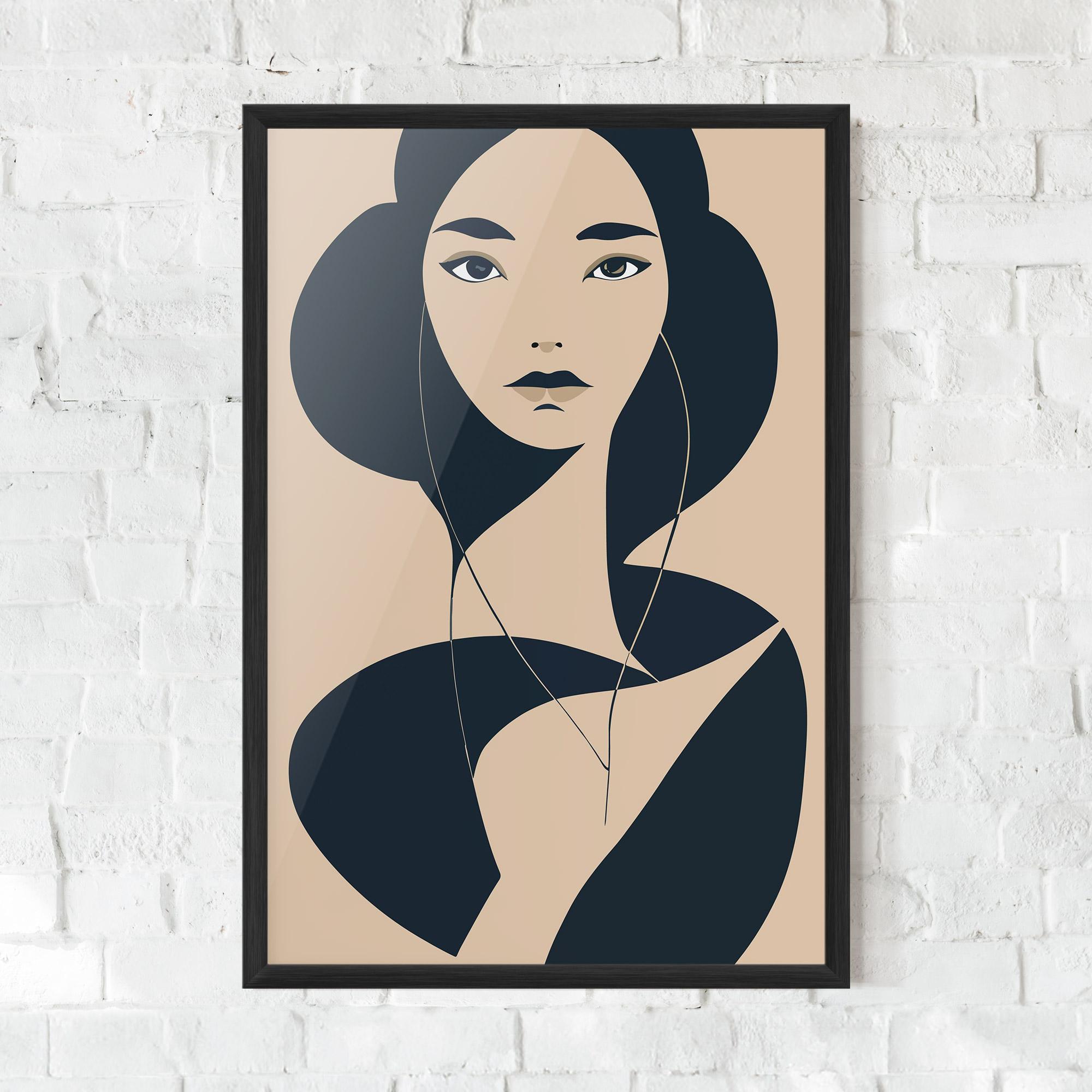 Plakat w Ramie Cream Blue Woman mockup 0