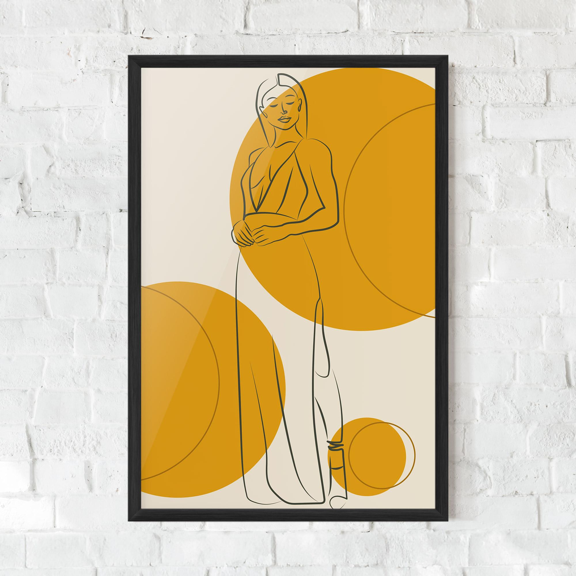 Plakat w Ramie Yellow Circle Lady mockup 0