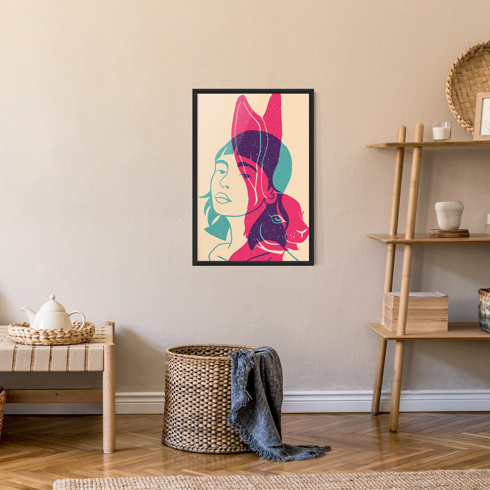 Plakat w Ramie Girl Rabbit mockup 9