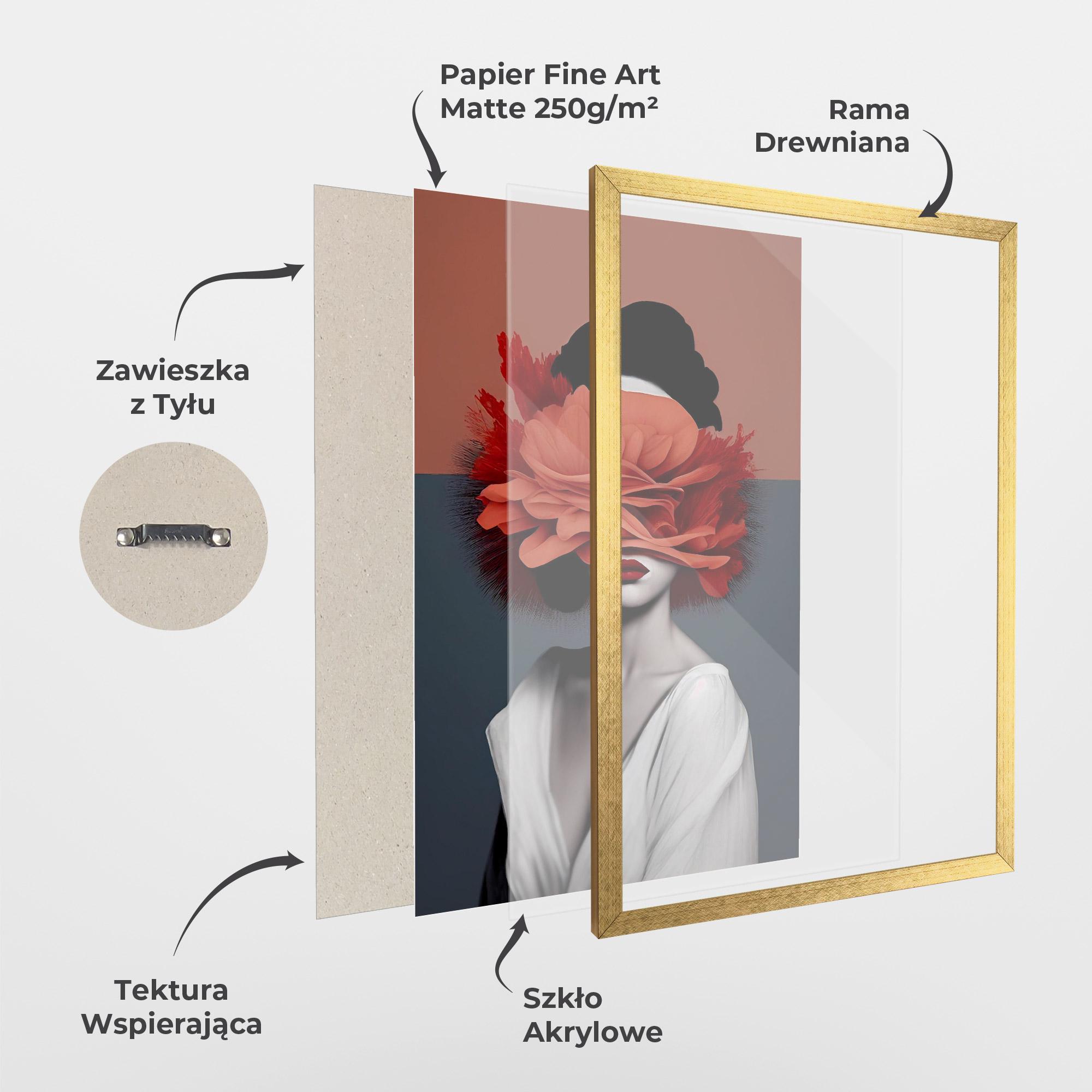 Plakat w Ramie Red Flower Woman mockup 1