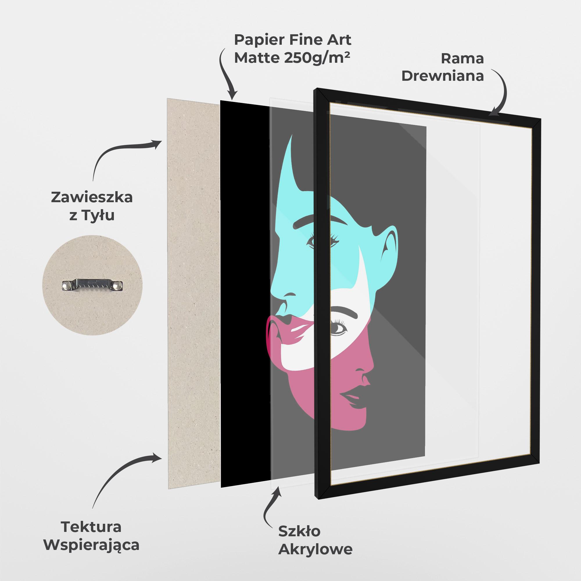 Plakat w Ramie Blue Pink Women mockup 1