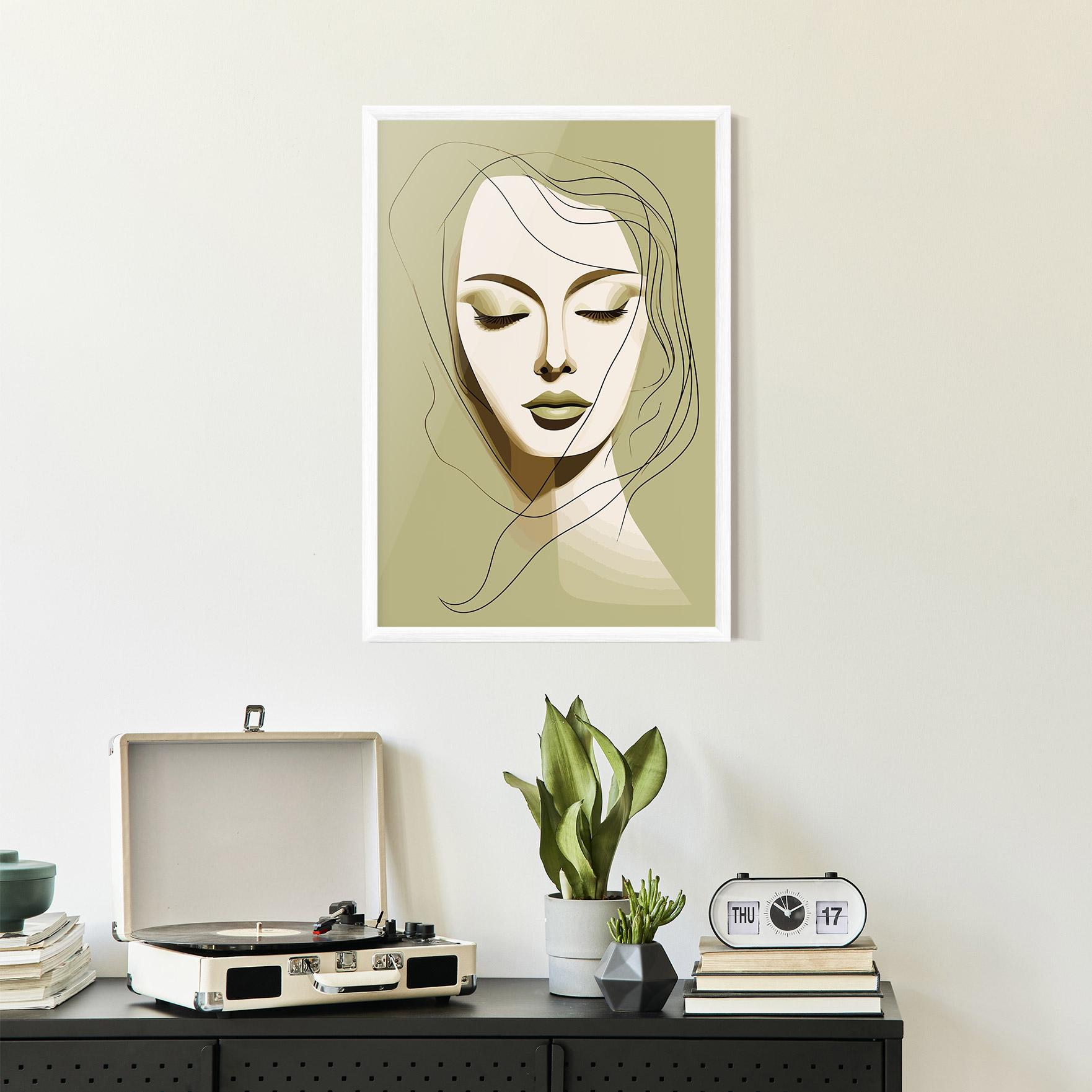 Plakat w Ramie Cream Womans Face mockup 2