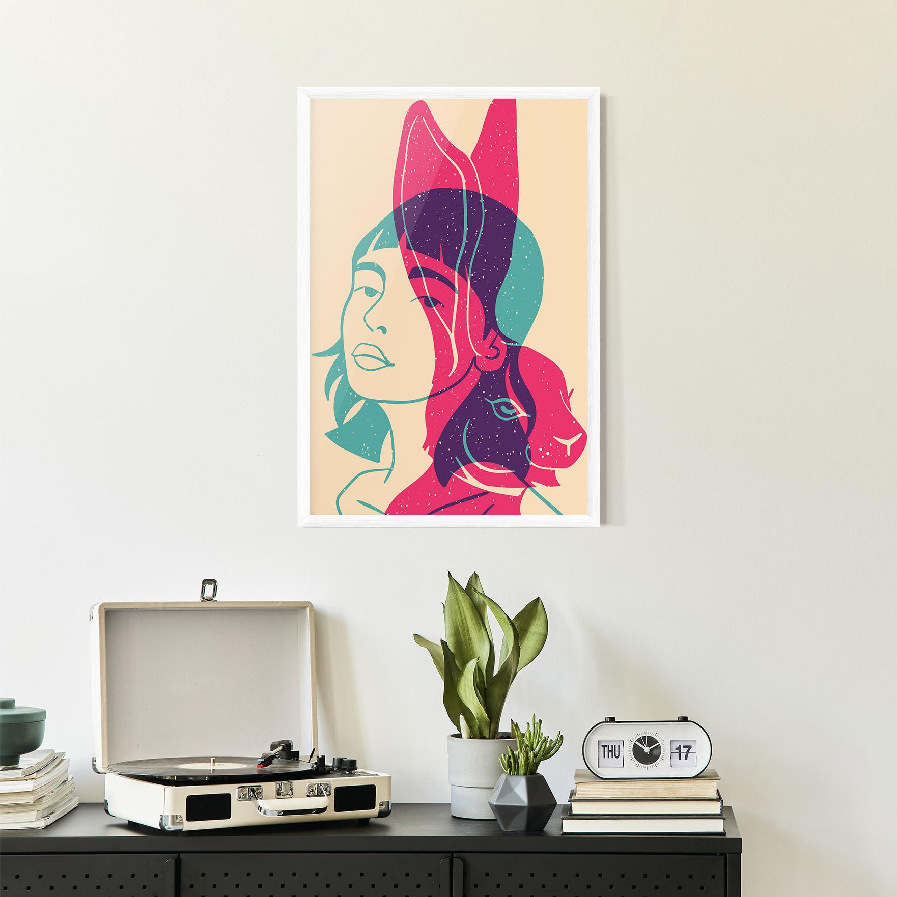 Plakat w Ramie Girl Rabbit mockup 2