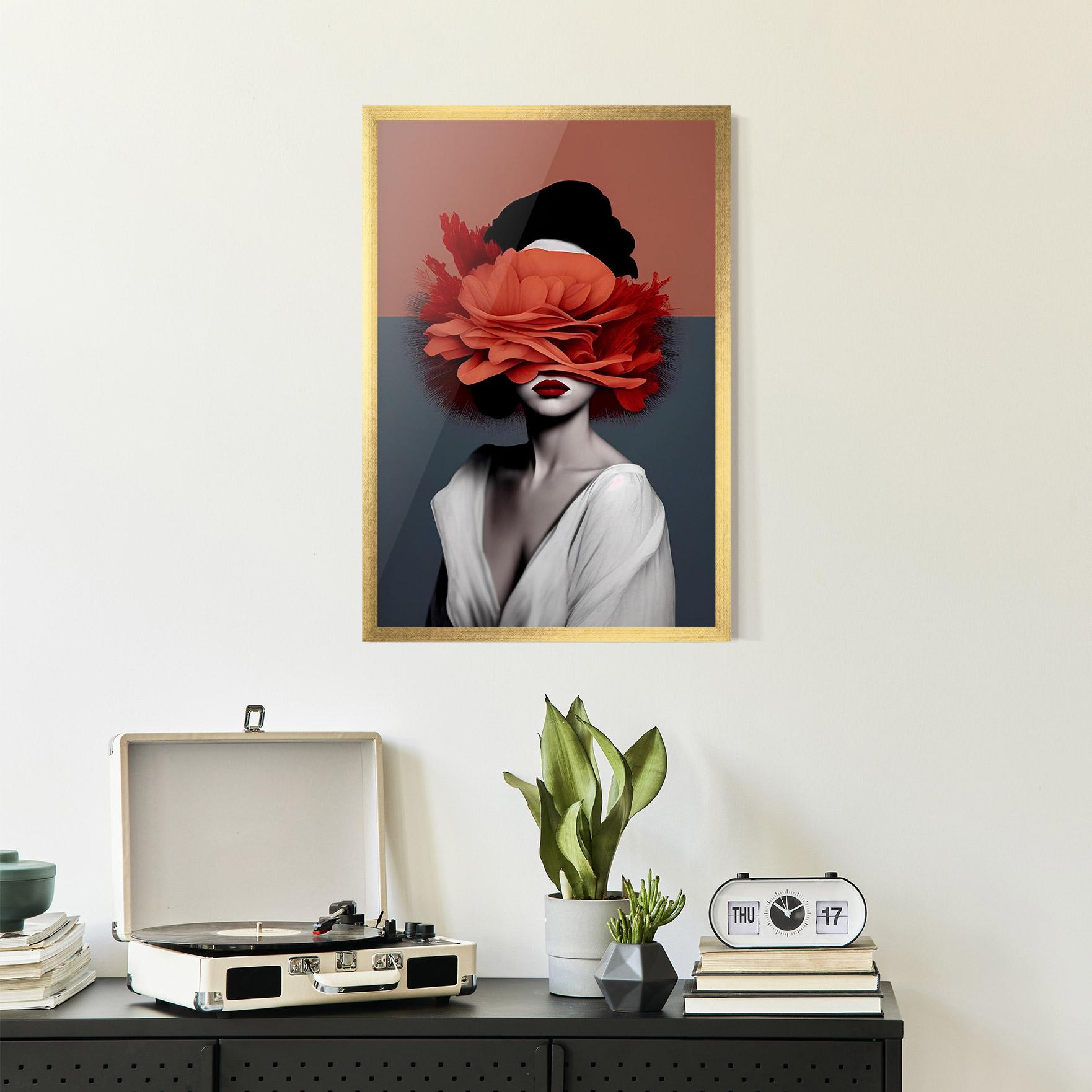 Plakat w Ramie Red Flower Woman mockup 2