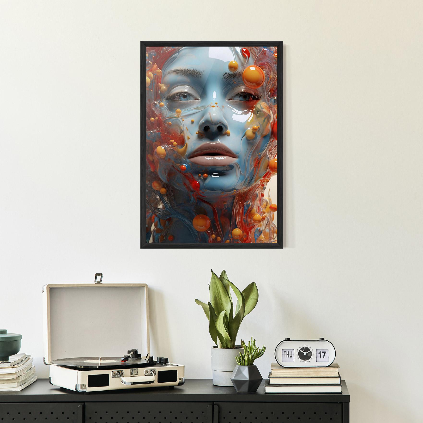 Plakat w Ramie Pretty Blue Face mockup 2