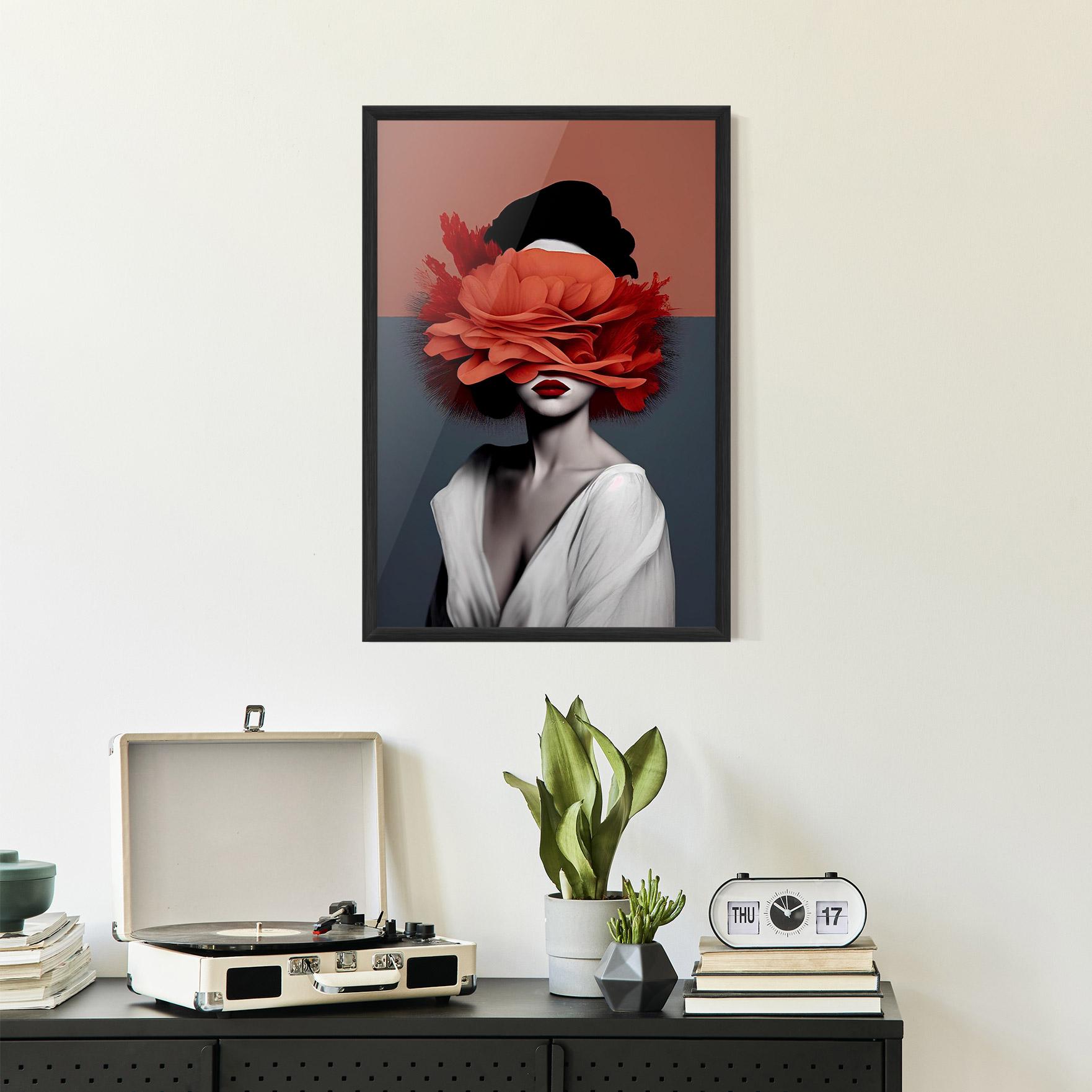 Plakat w Ramie Red Flower Woman mockup 2