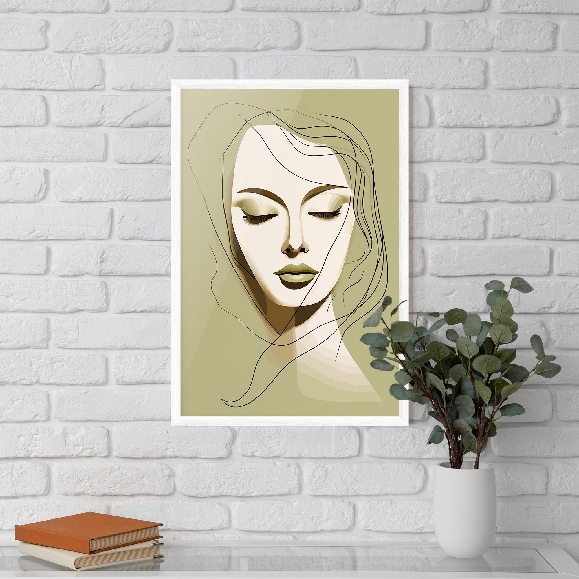 Plakat w Ramie Cream Womans Face mockup 5