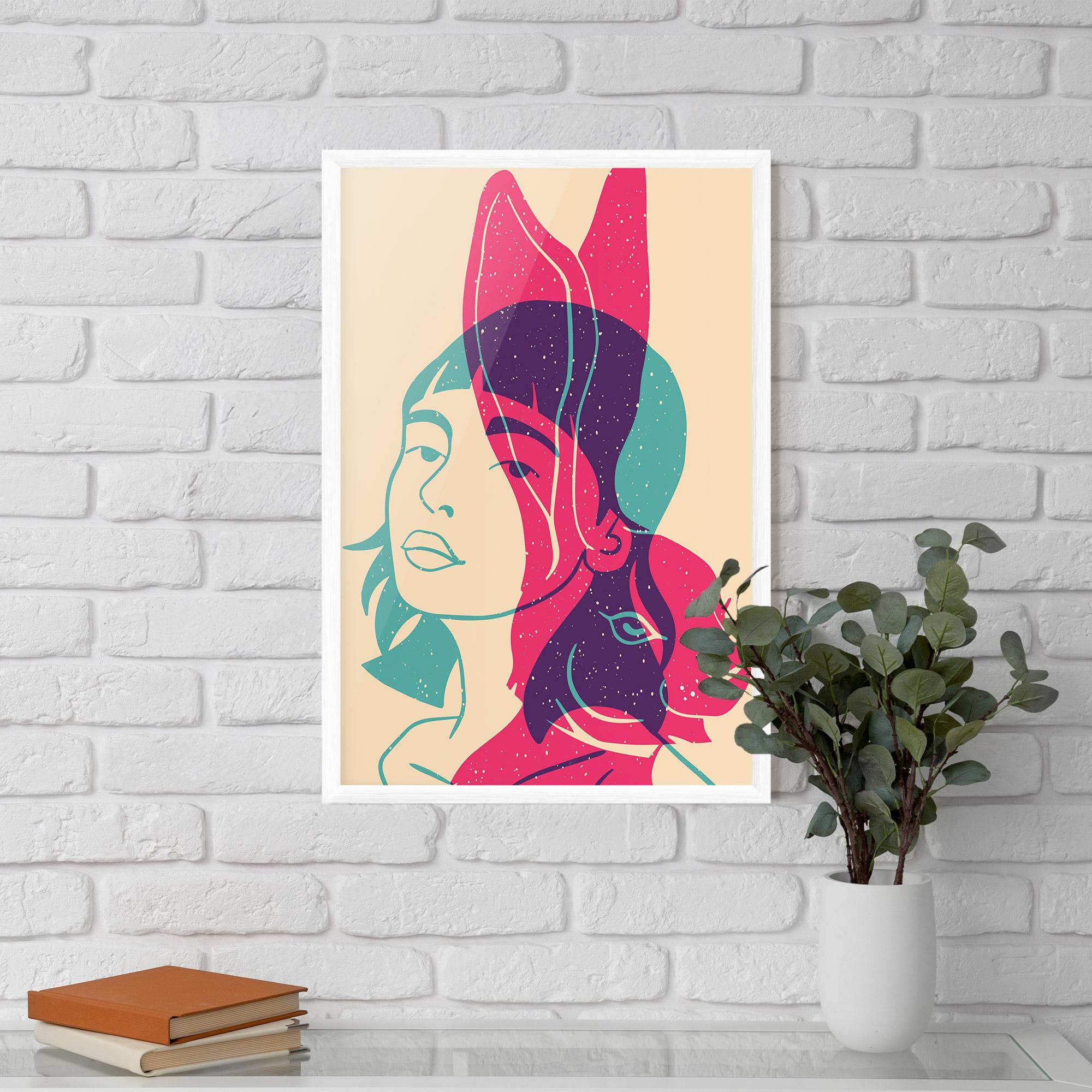 Plakat w Ramie Girl Rabbit mockup 5