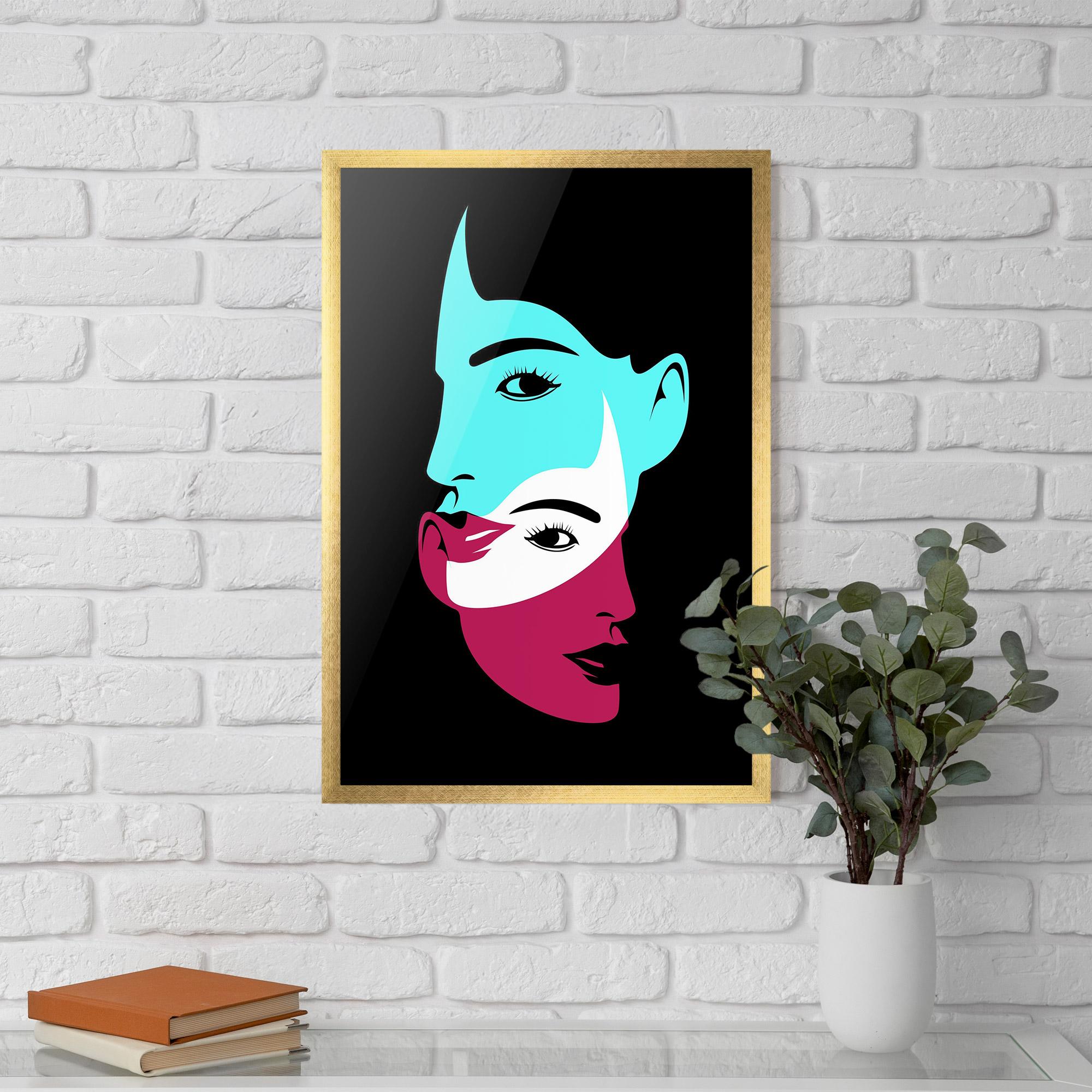 Plakat w Ramie Blue Pink Women mockup 5