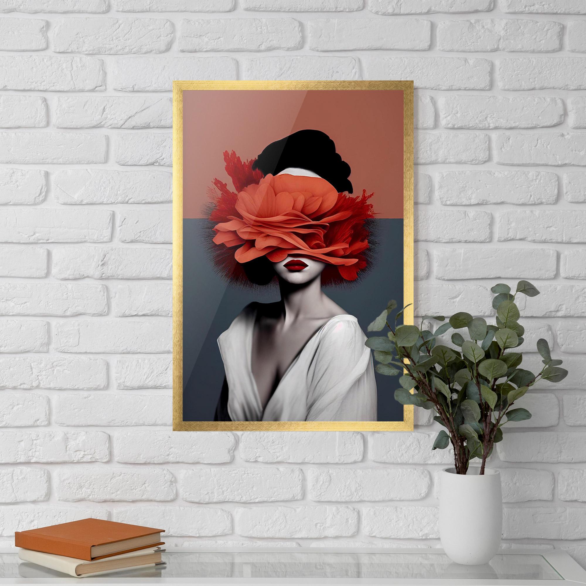 Plakat w Ramie Red Flower Woman mockup 5