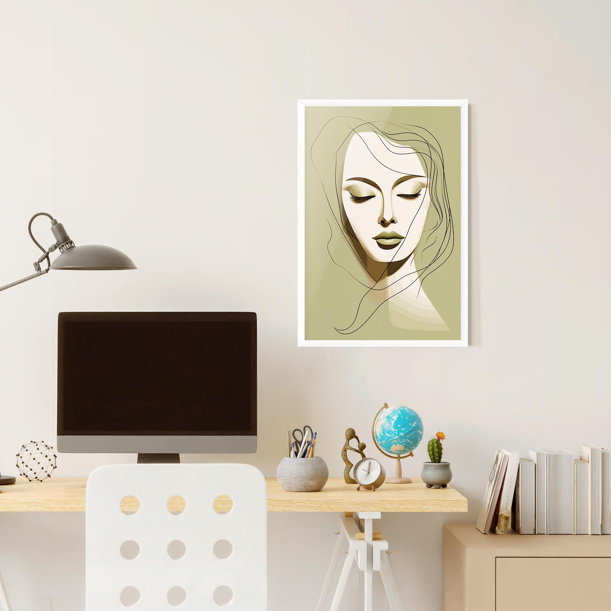 Plakat w Ramie Cream Womans Face mockup 6