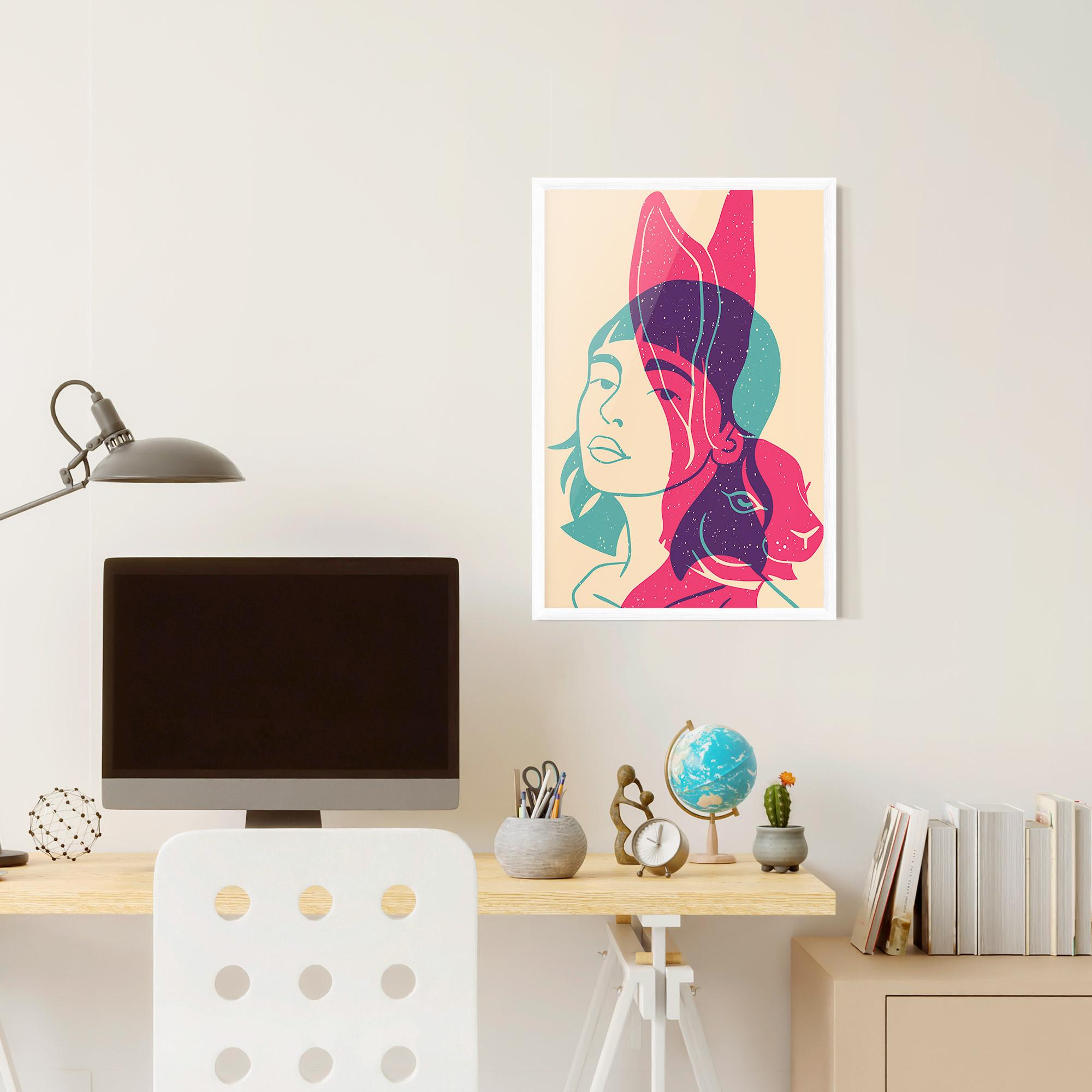 Plakat w Ramie Girl Rabbit mockup 6