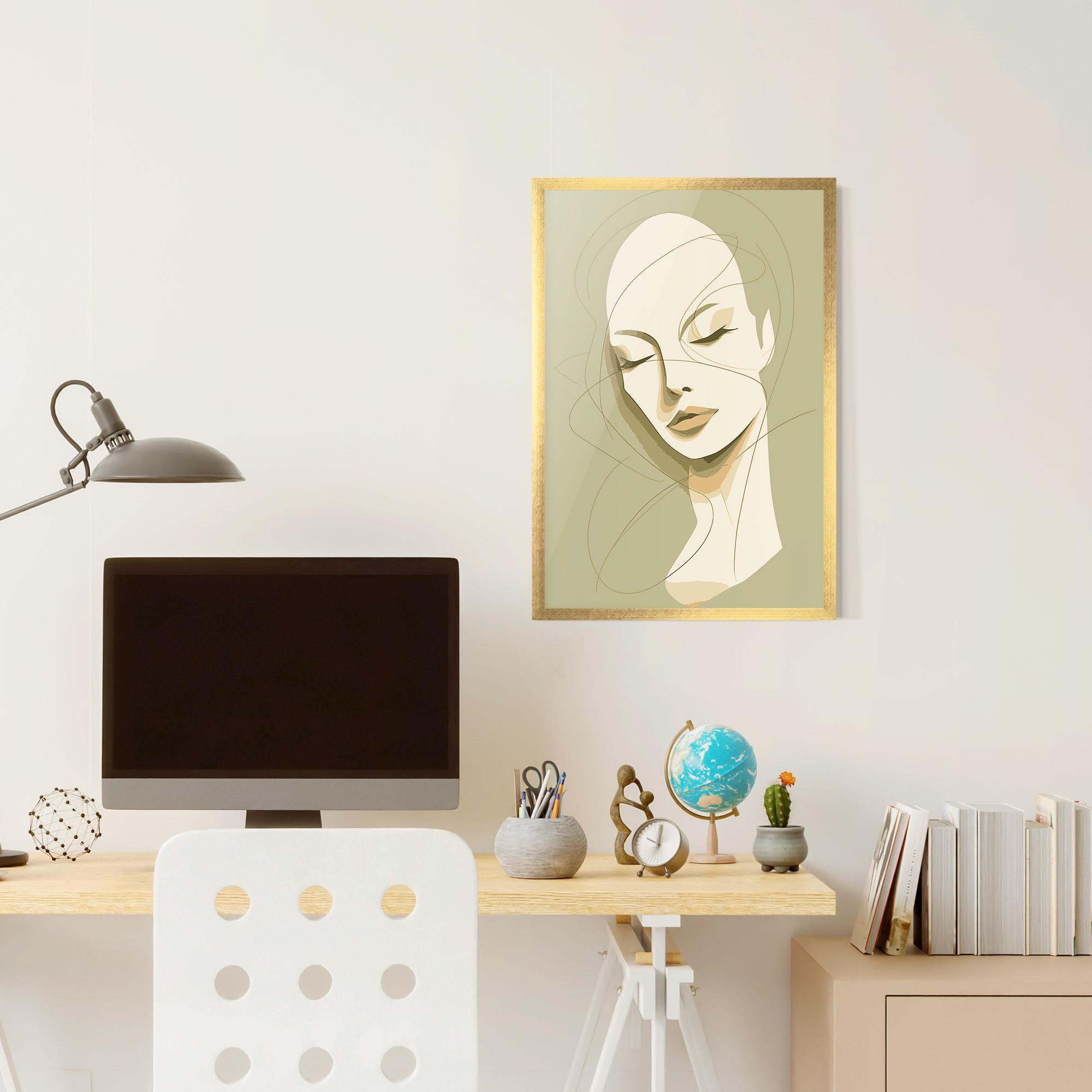 Plakat w Ramie Cream Woman Head mockup 6