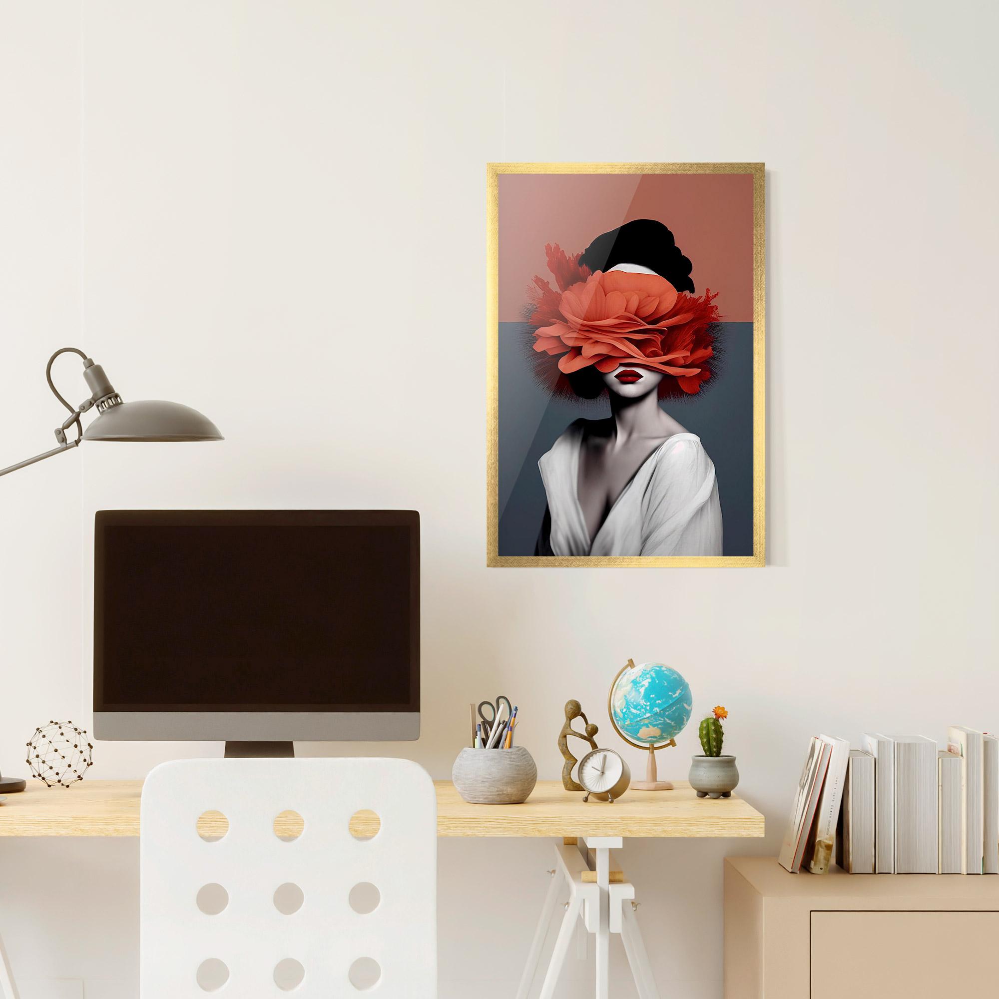 Plakat w Ramie Red Flower Woman mockup 6