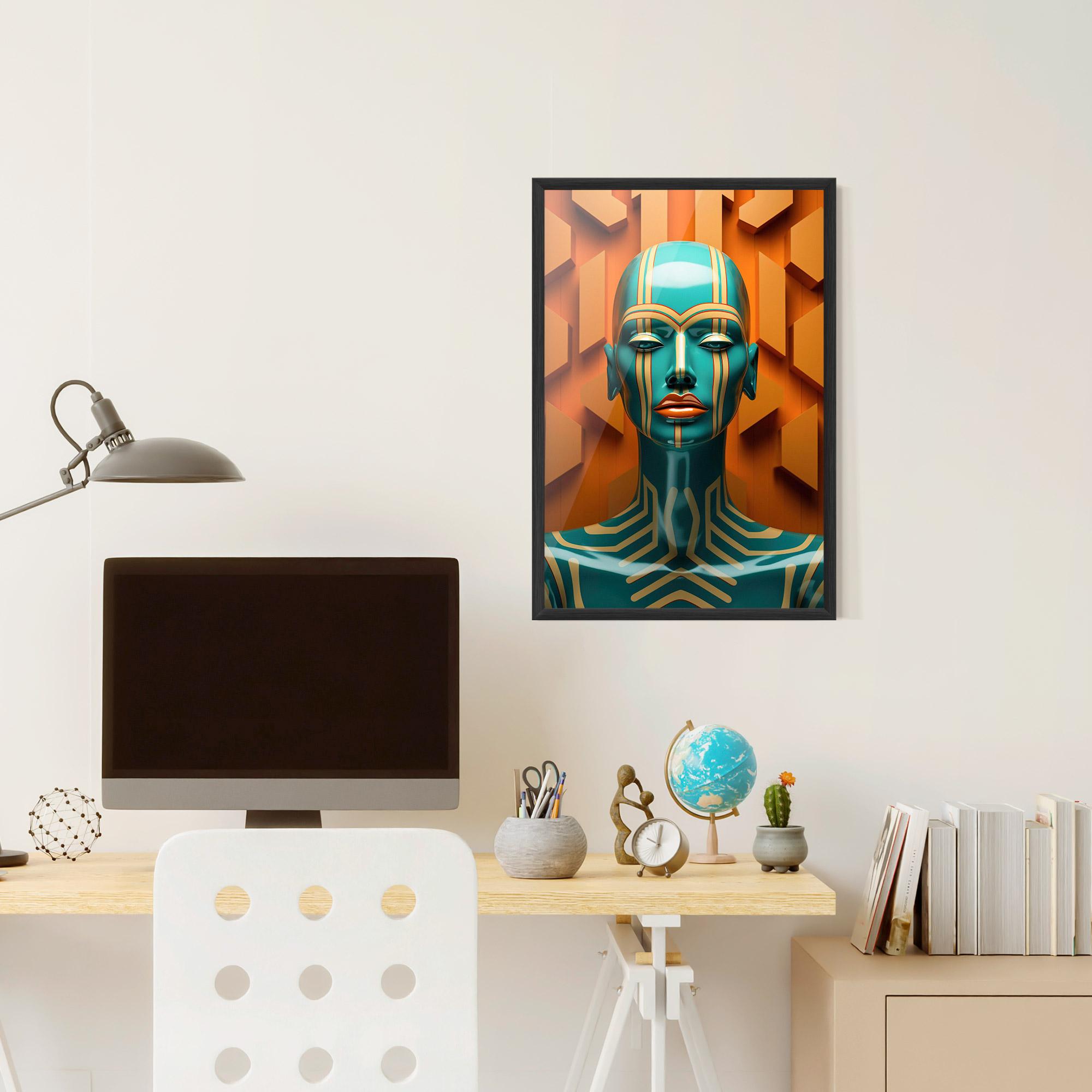 Plakat w Ramie Abstract Blue Woman mockup 6