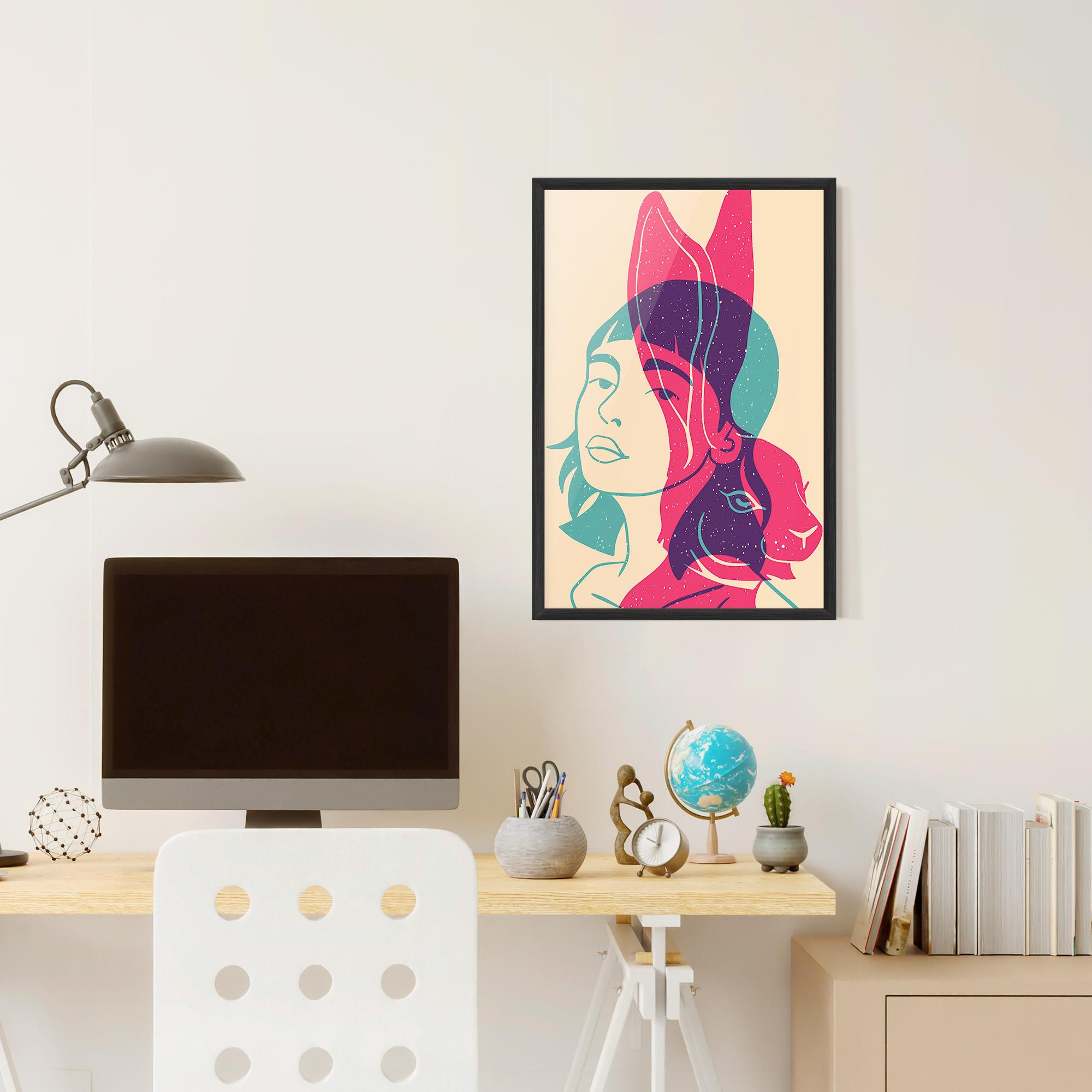 Plakat w Ramie Girl Rabbit mockup 6