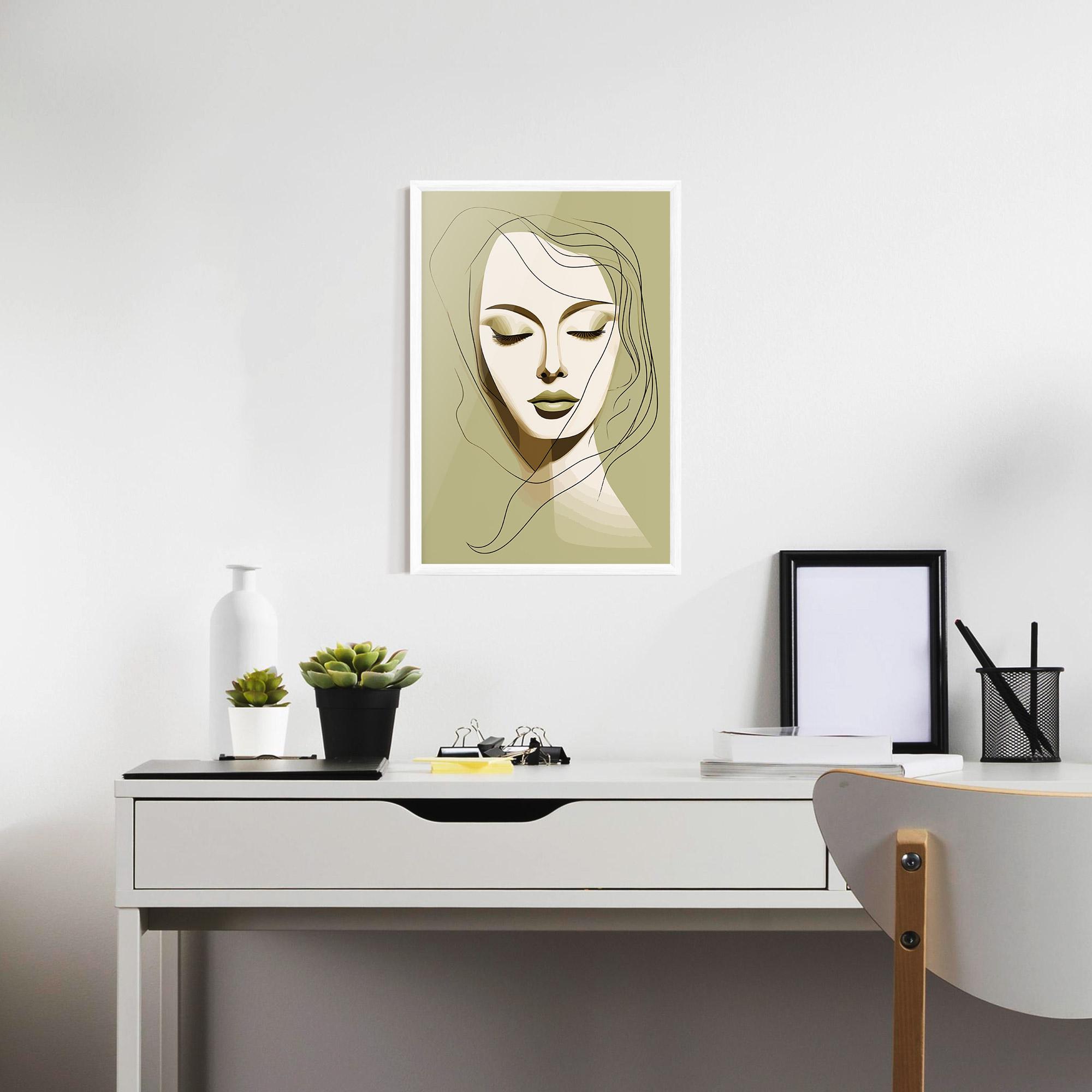 Plakat w Ramie Cream Womans Face mockup 7