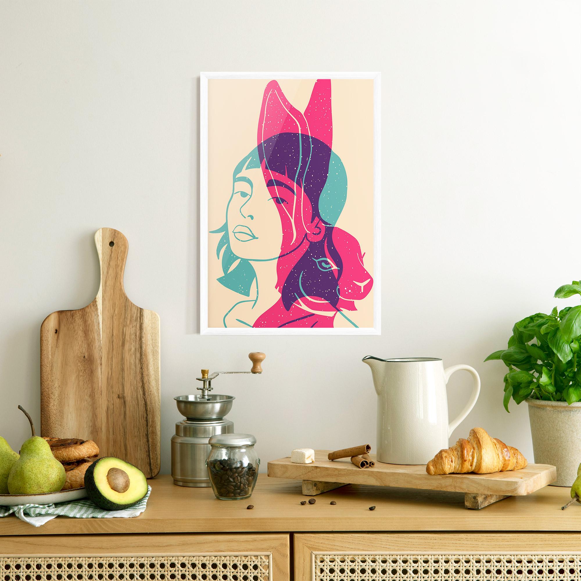 Plakat w Ramie Girl Rabbit mockup 8