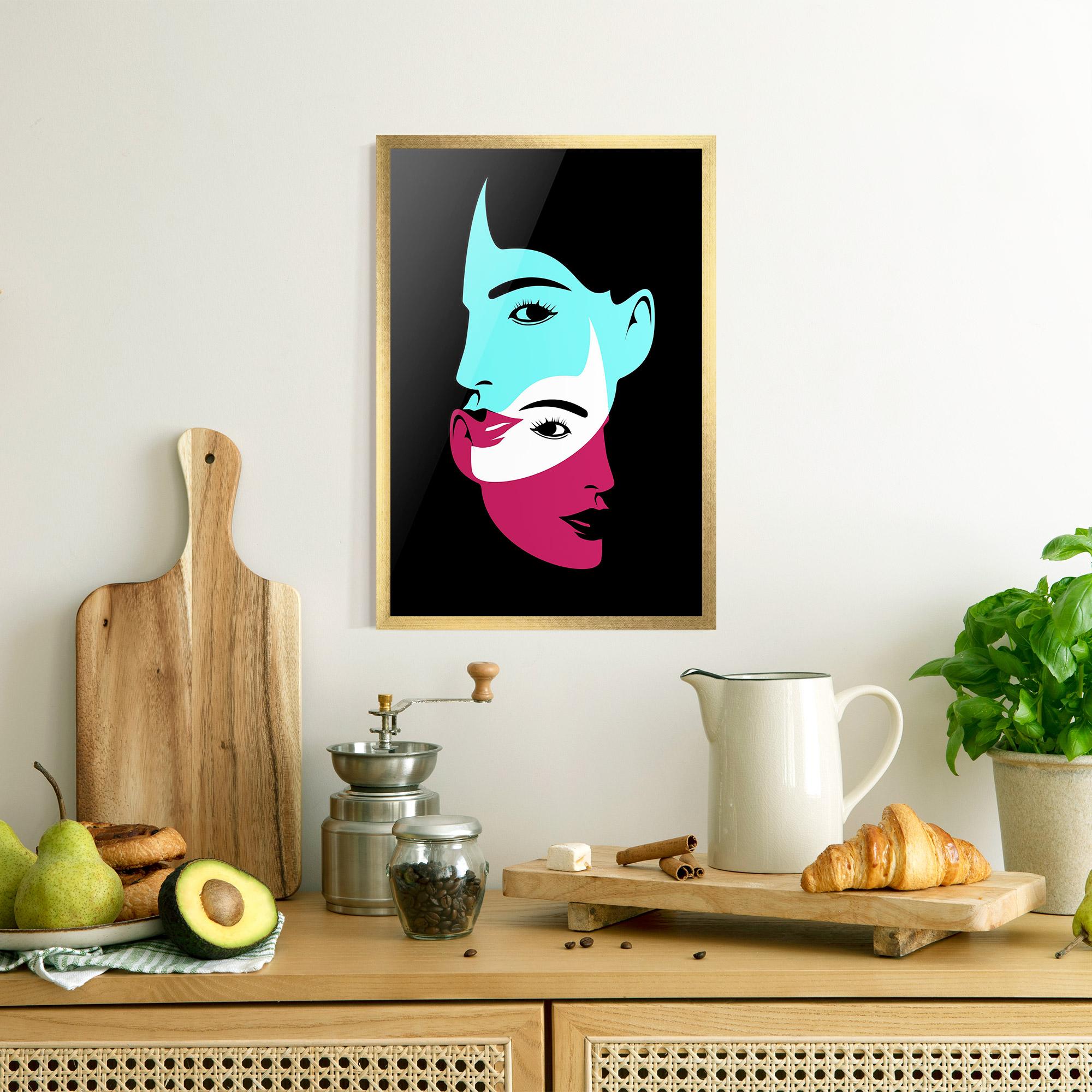 Plakat w Ramie Blue Pink Women mockup 8