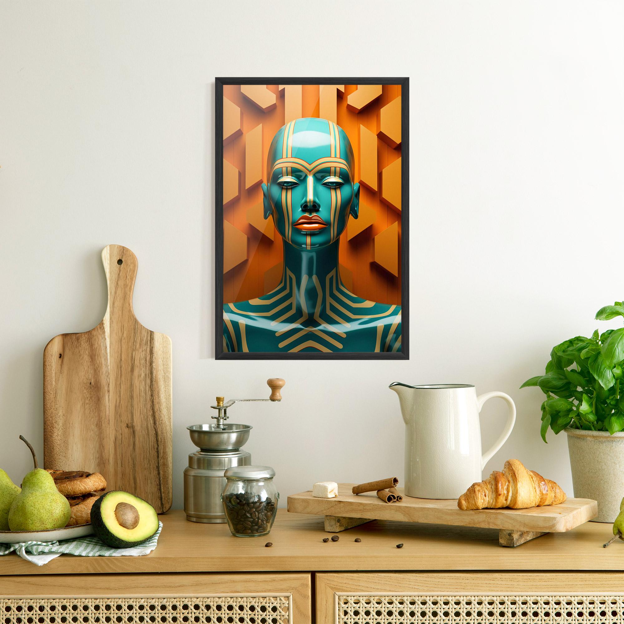 Plakat w Ramie Abstract Blue Woman mockup 8