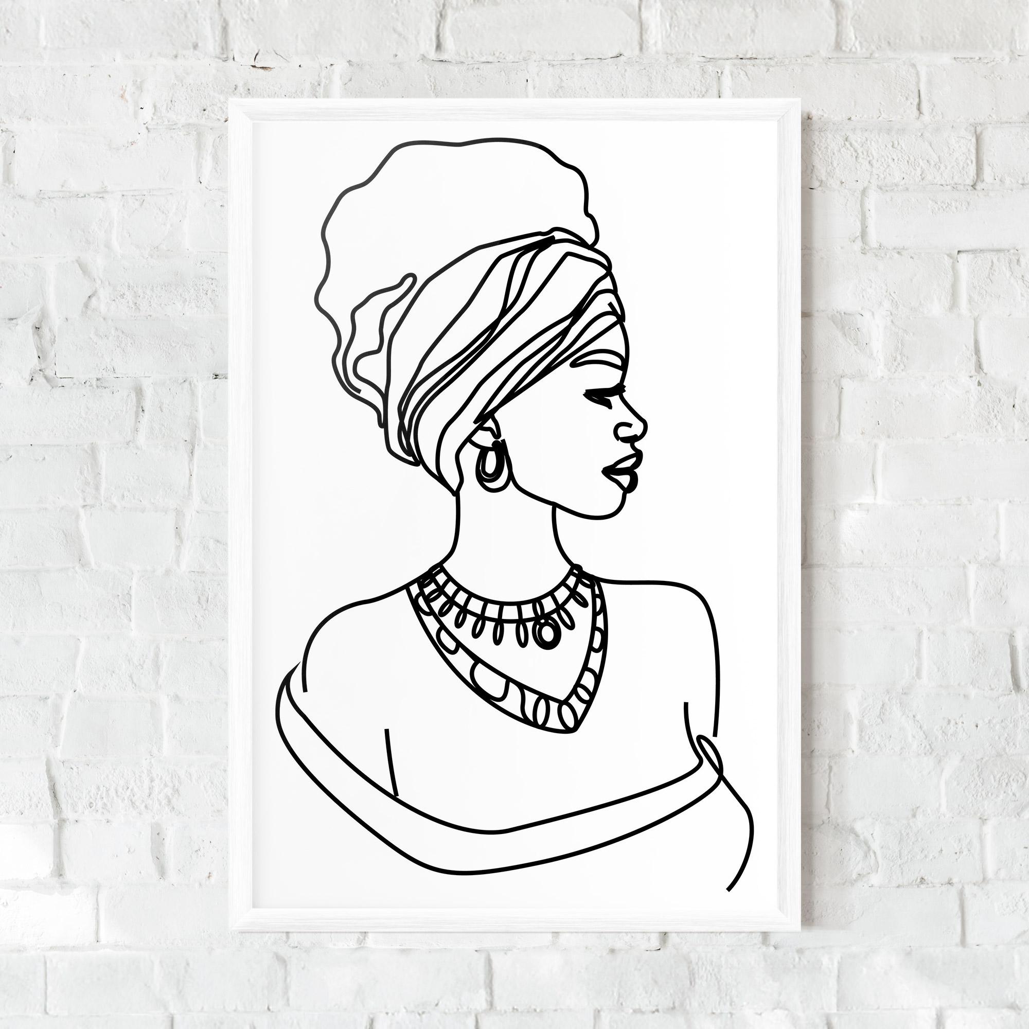 Plakat w Ramie Black Line African mockup 0