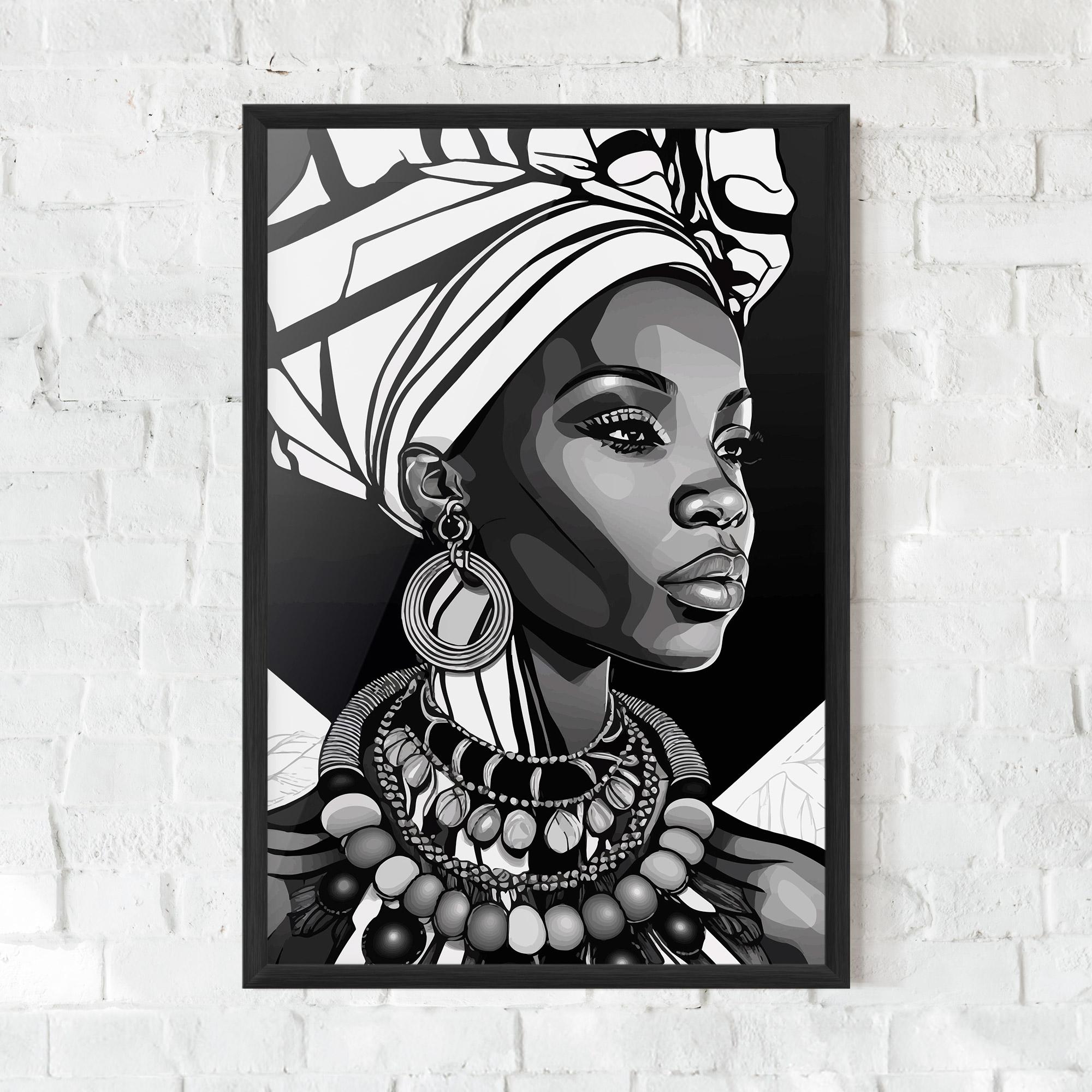 Plakat w Ramie Black White African mockup 0