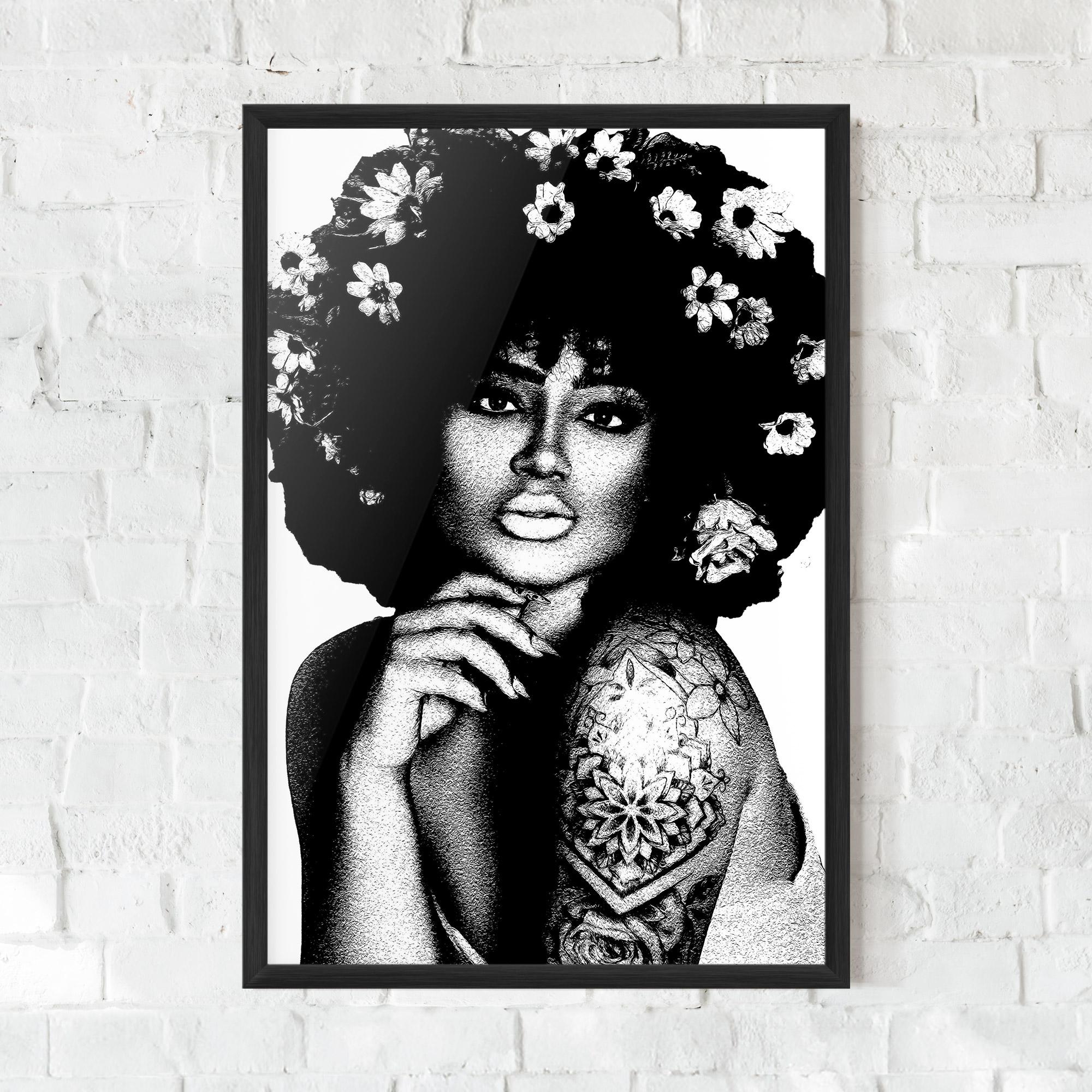 Plakat w Ramie Flower African Woman mockup 0