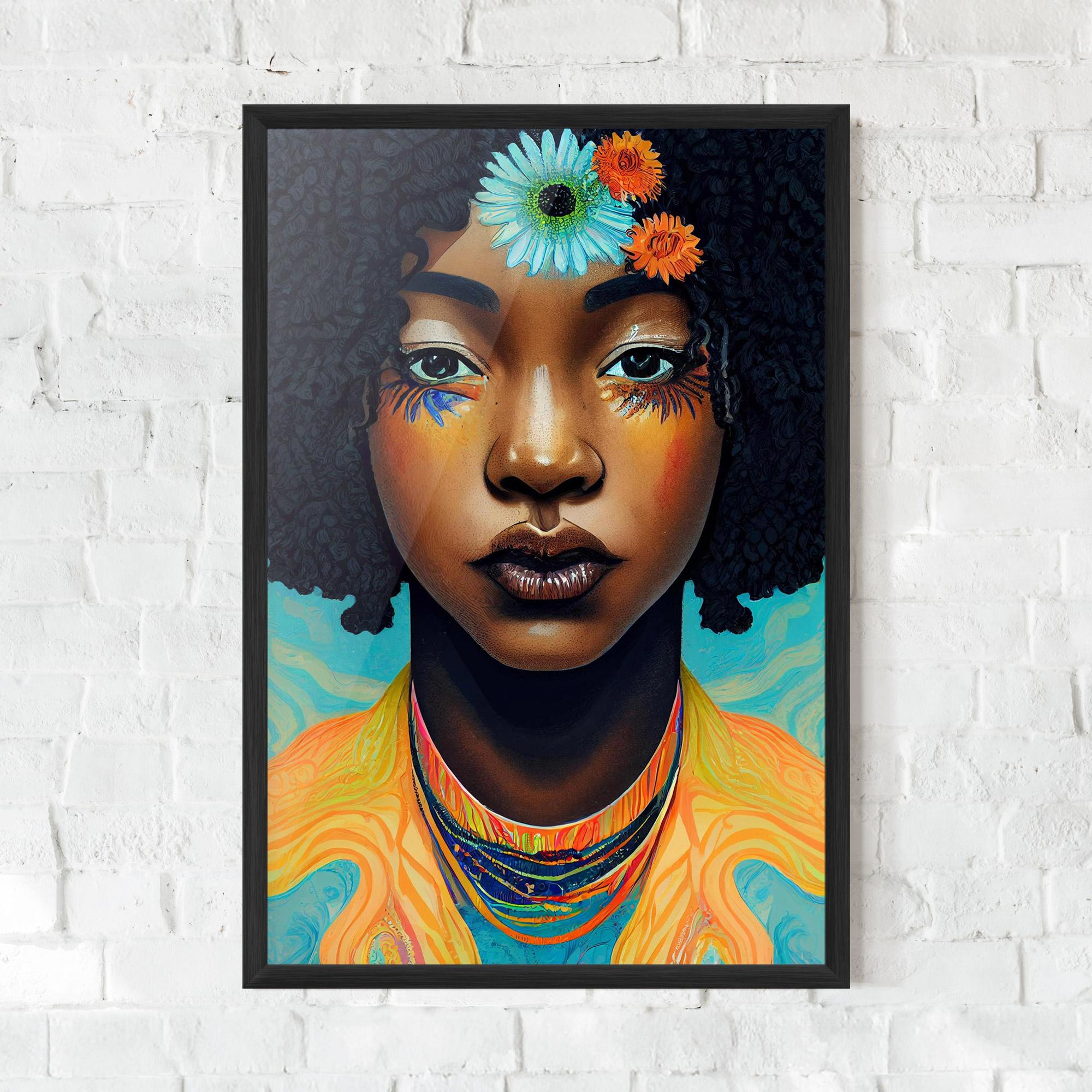 Plakat w Ramie Portrait With Flowers mockup 0