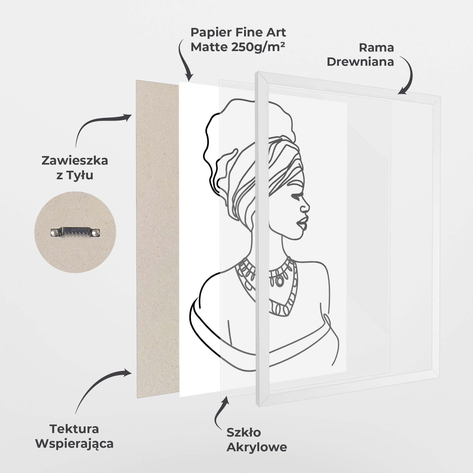 Plakat w Ramie Black Line African mockup 1