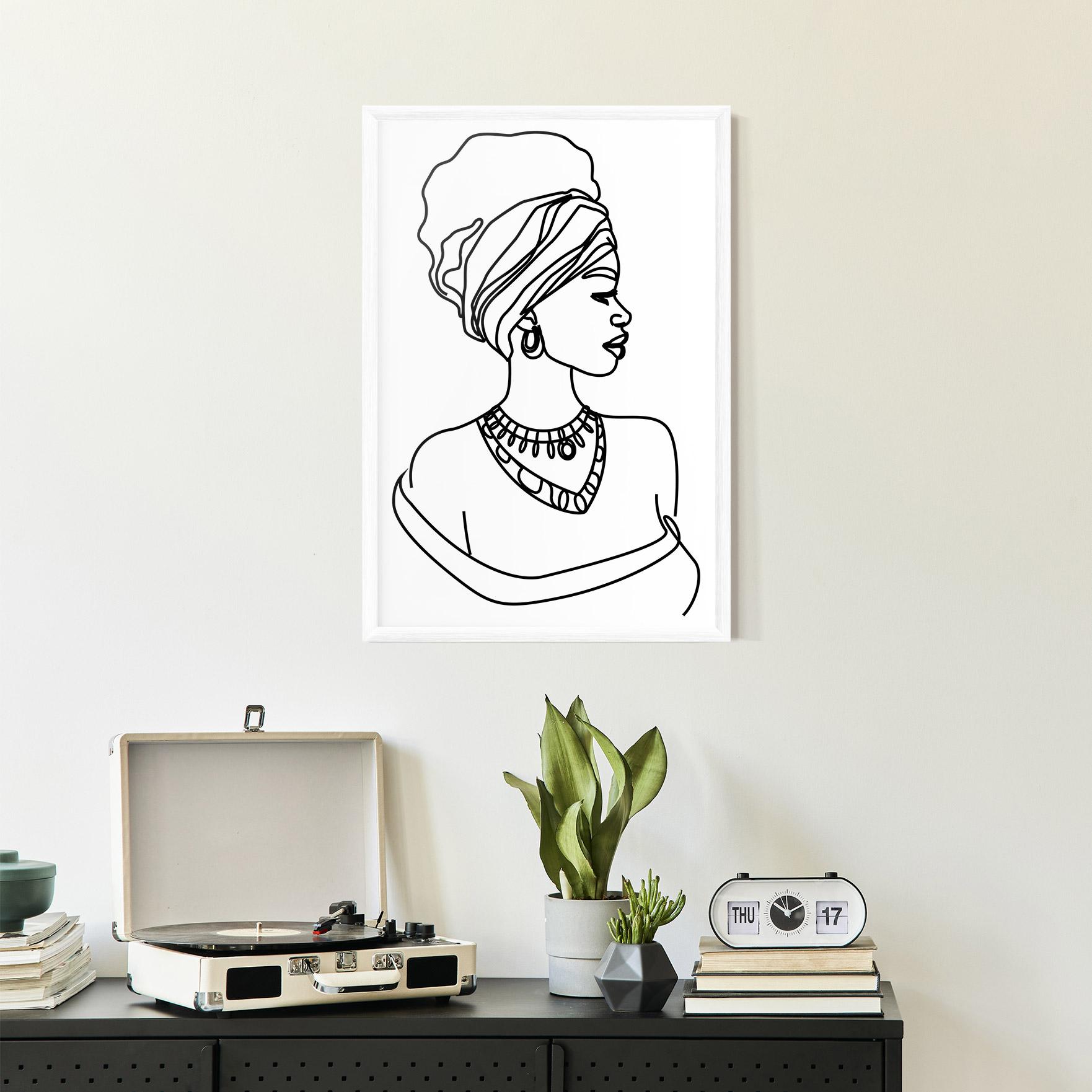 Plakat w Ramie Black Line African mockup 2