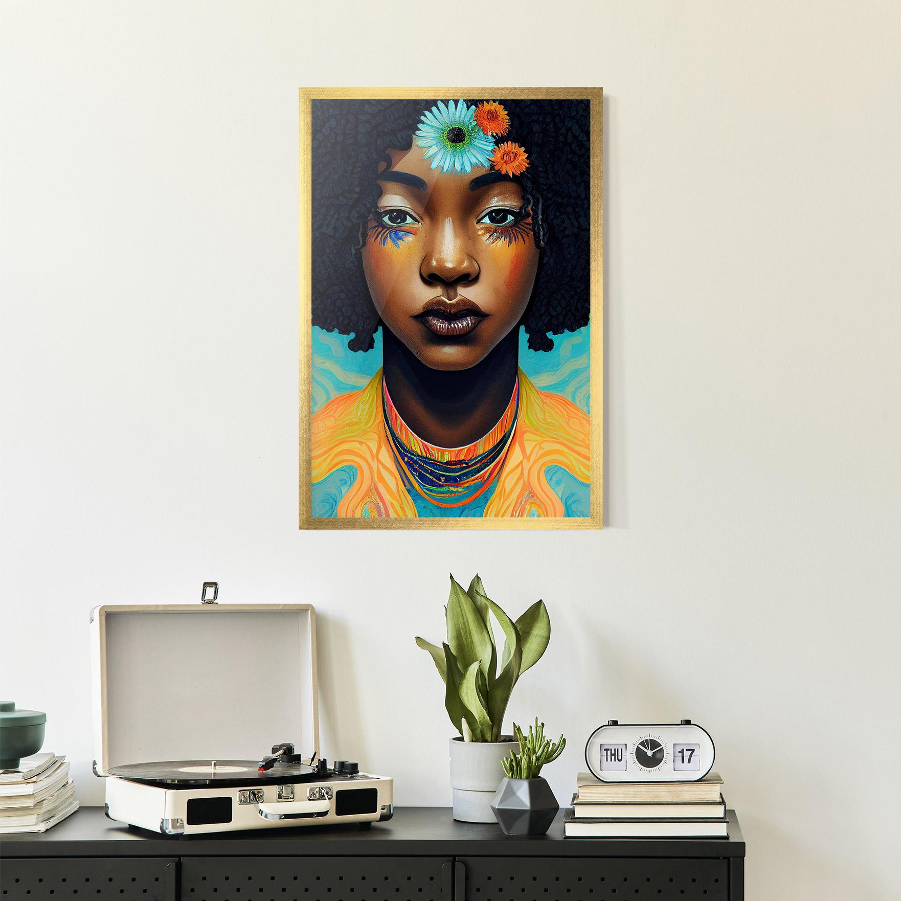 Plakat w Ramie Portrait With Flowers mockup 2