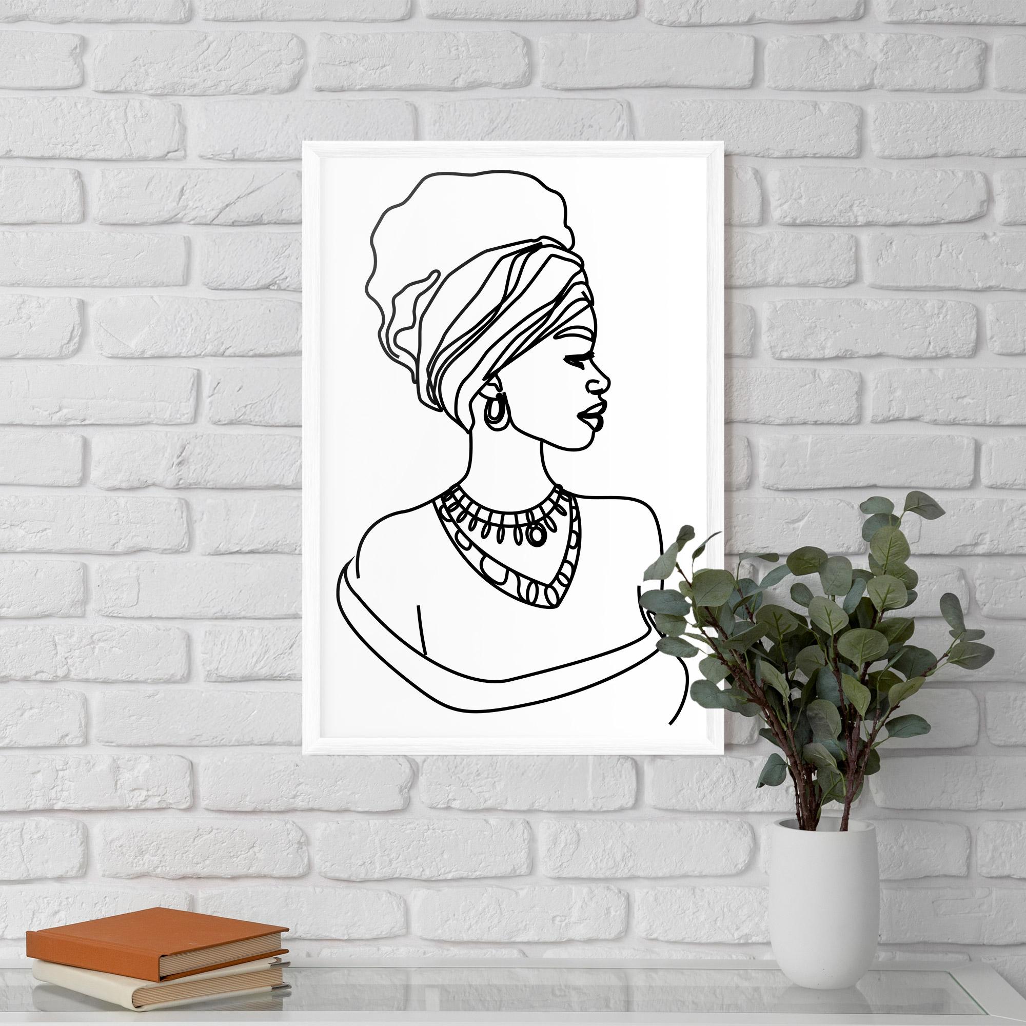 Plakat w Ramie Black Line African mockup 5