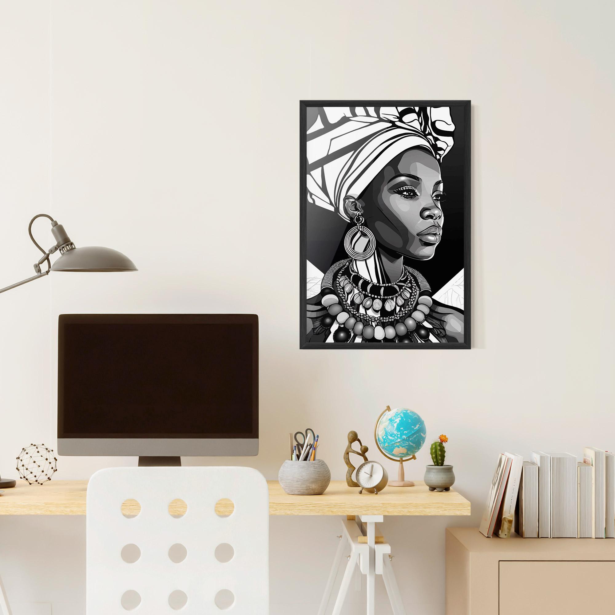 Plakat w Ramie Black White African mockup 6