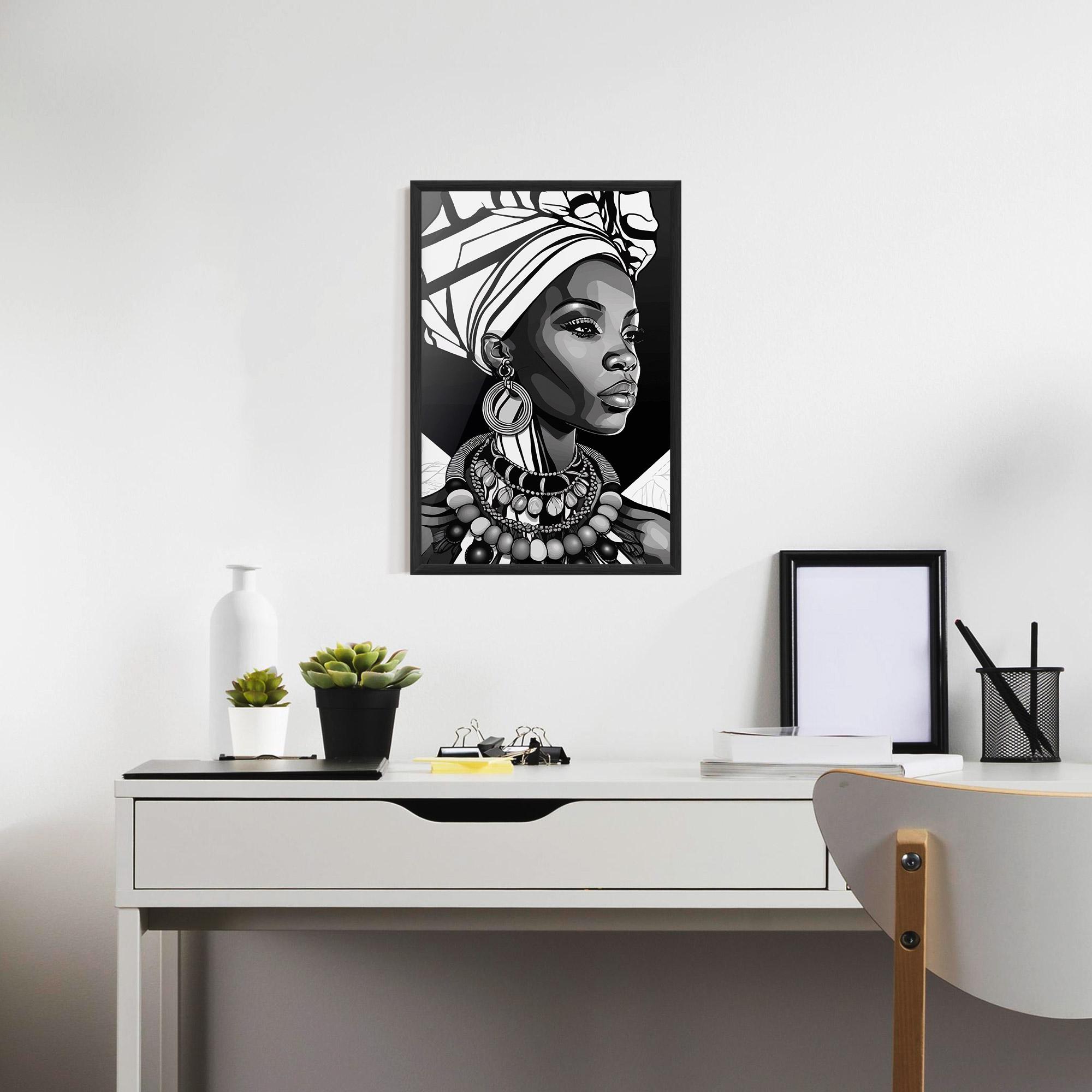 Plakat w Ramie Black White African mockup 7