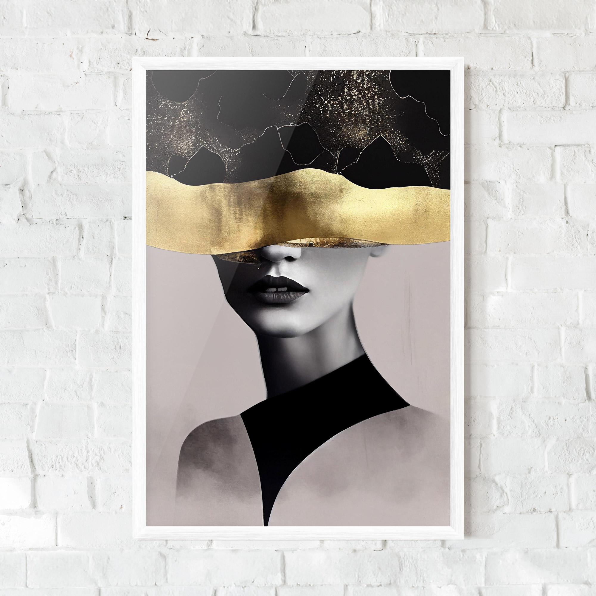 Plakat w Ramie Grey Lips mockup 0