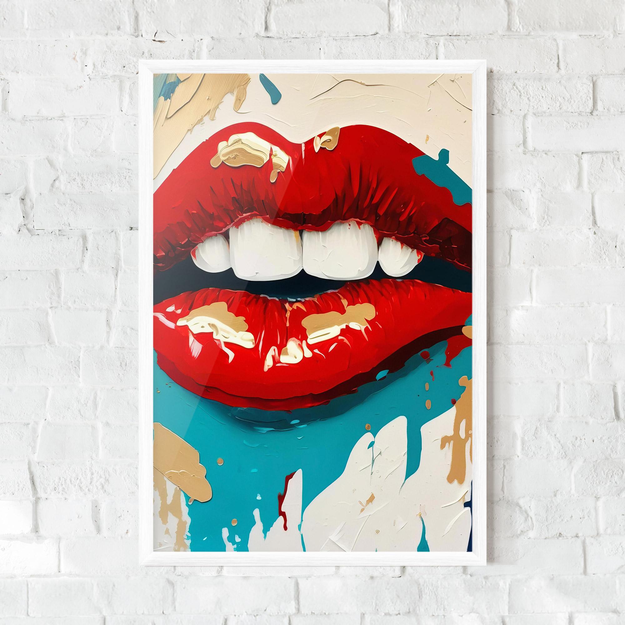 Plakat w Ramie Red Gold Lips mockup 0