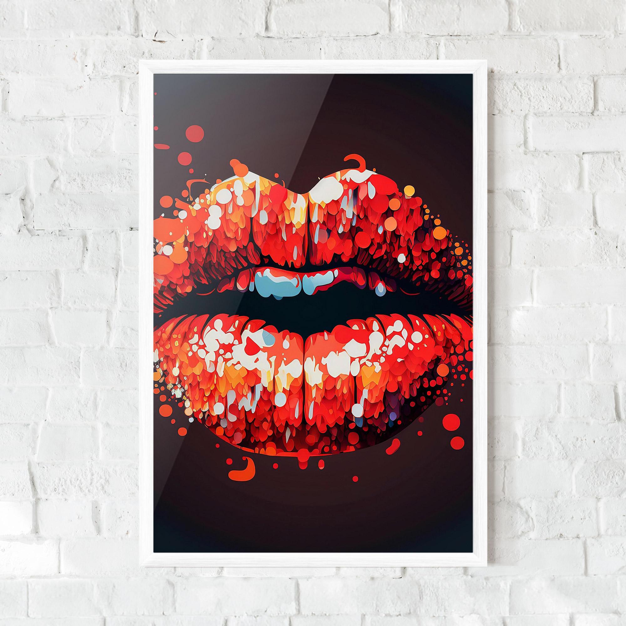 Plakat w Ramie Red Lips With Word Lips It mockup 0