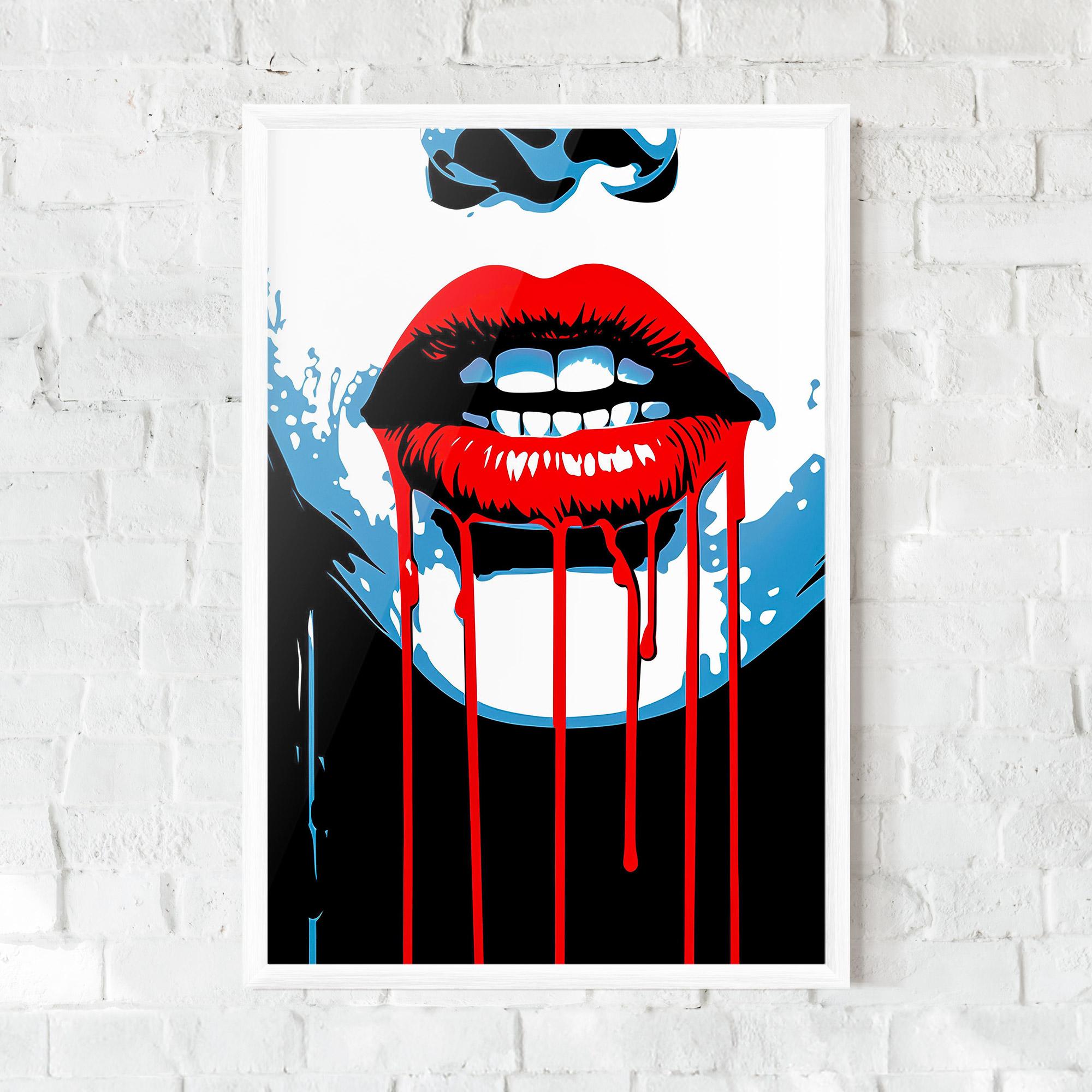 Plakat w Ramie Red Lipstick Flowing mockup 0