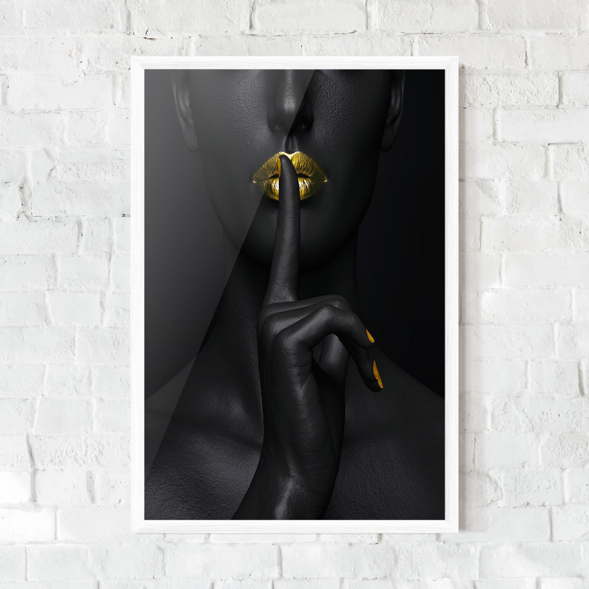 Plakat w Ramie Silence Lips Portrait mockup 0