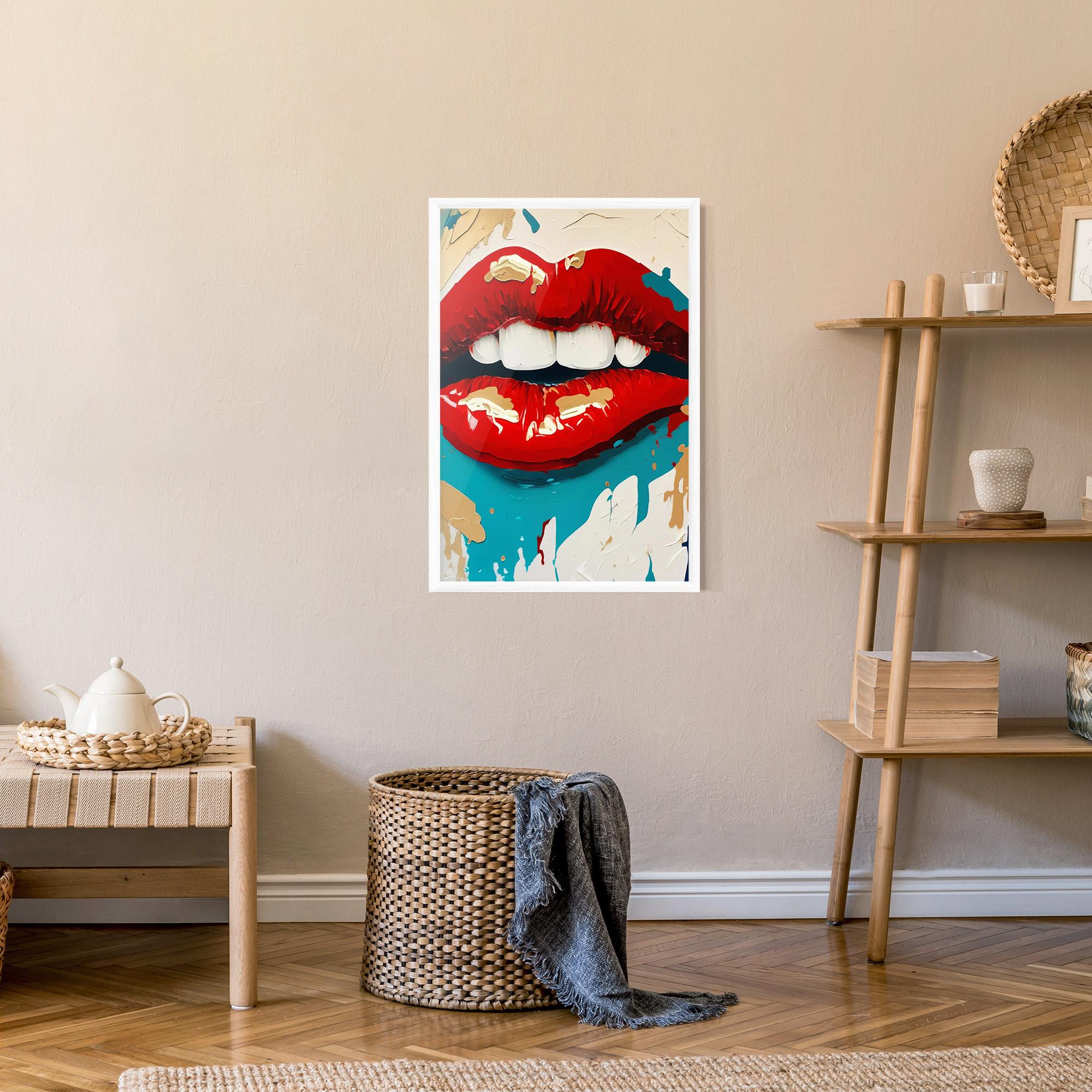 Plakat w Ramie Red Gold Lips mockup 9