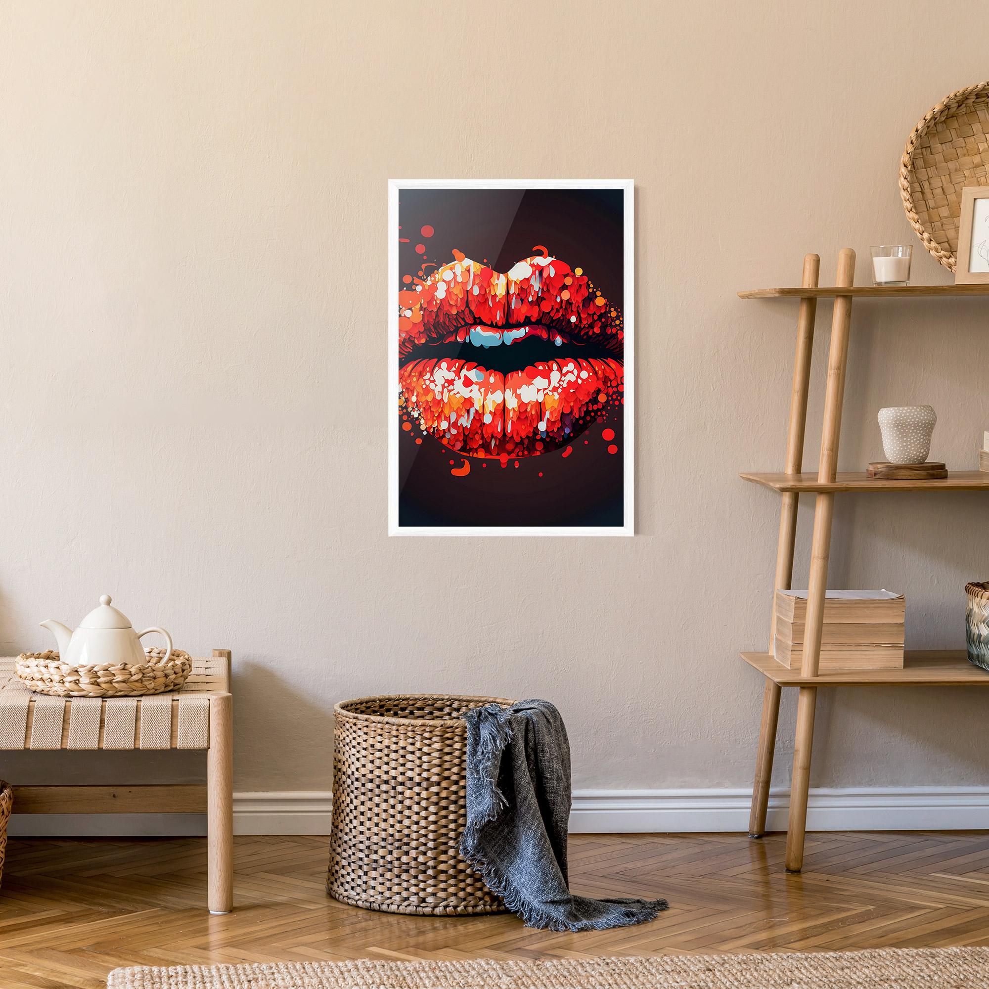 Plakat w Ramie Red Lips With Word Lips It mockup 9