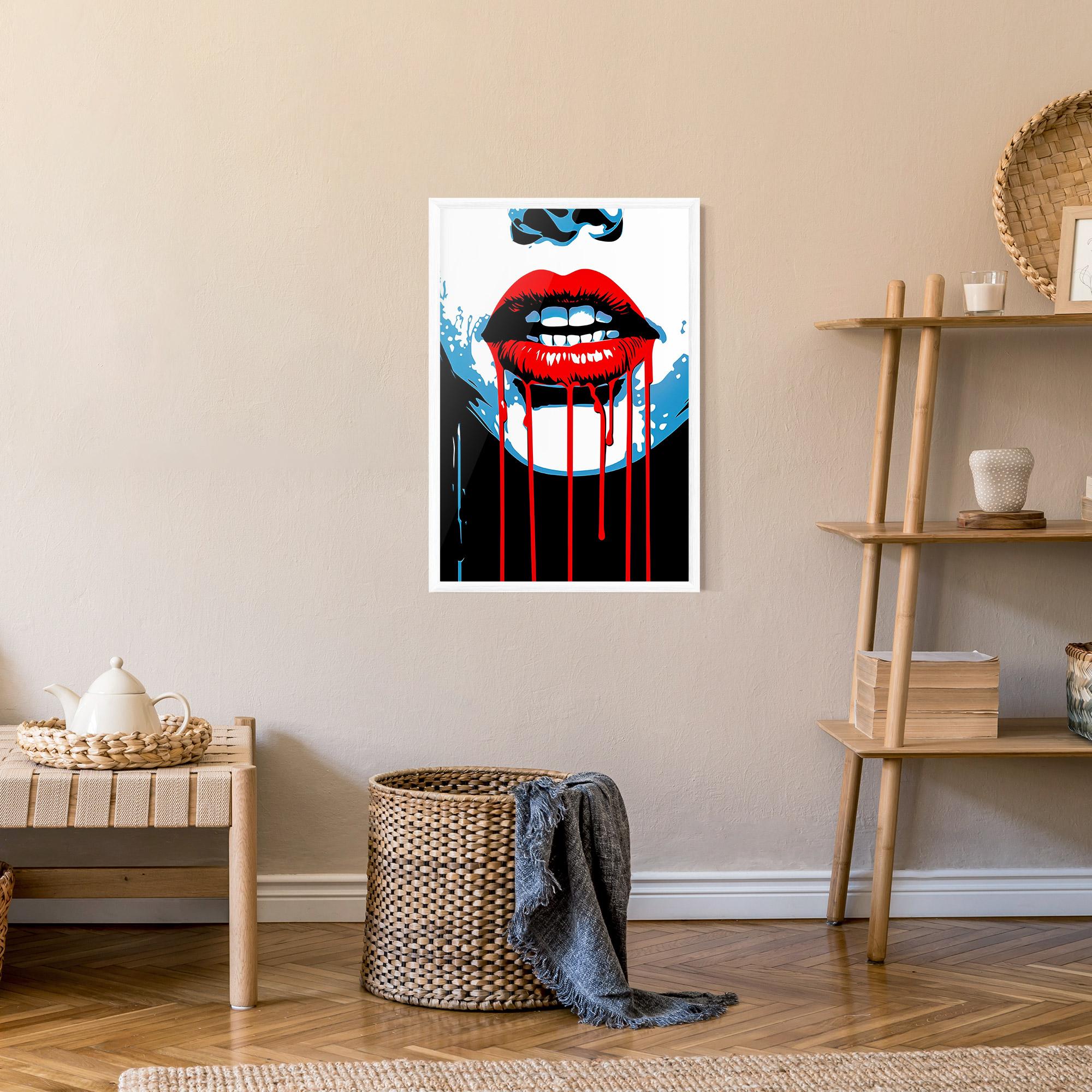 Plakat w Ramie Red Lipstick Flowing mockup 9