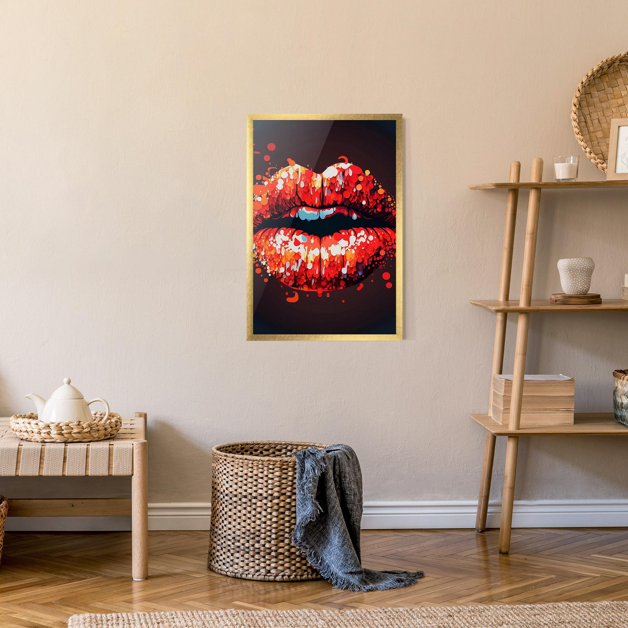 Plakat w Ramie Red Lips With Word Lips It mockup 9