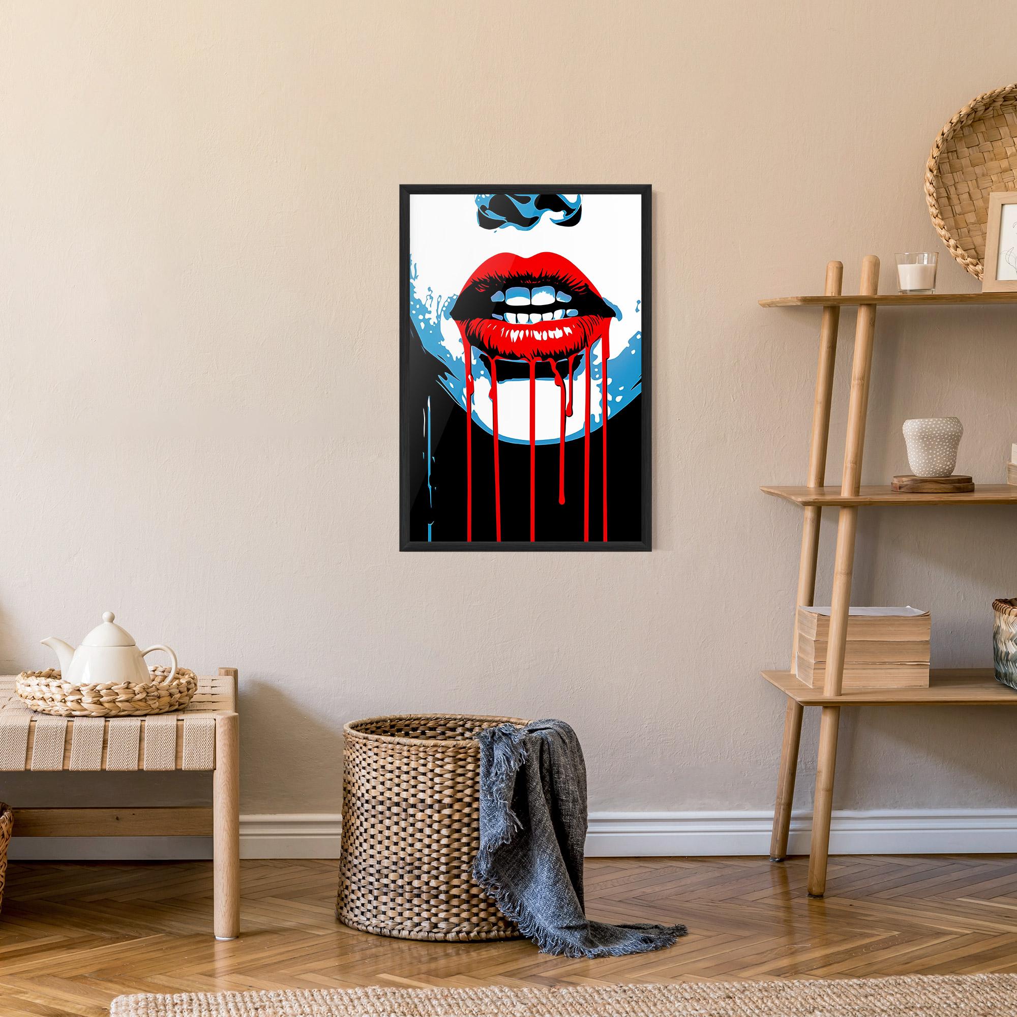Plakat w Ramie Red Lipstick Flowing mockup 9